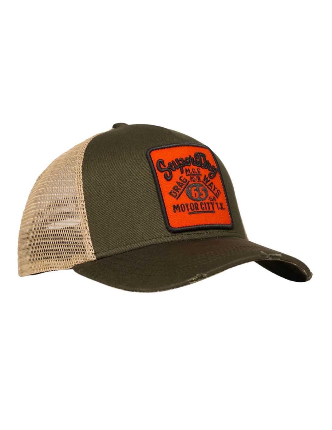 Gorra Superdry Mesh verde militar y beige para hombre