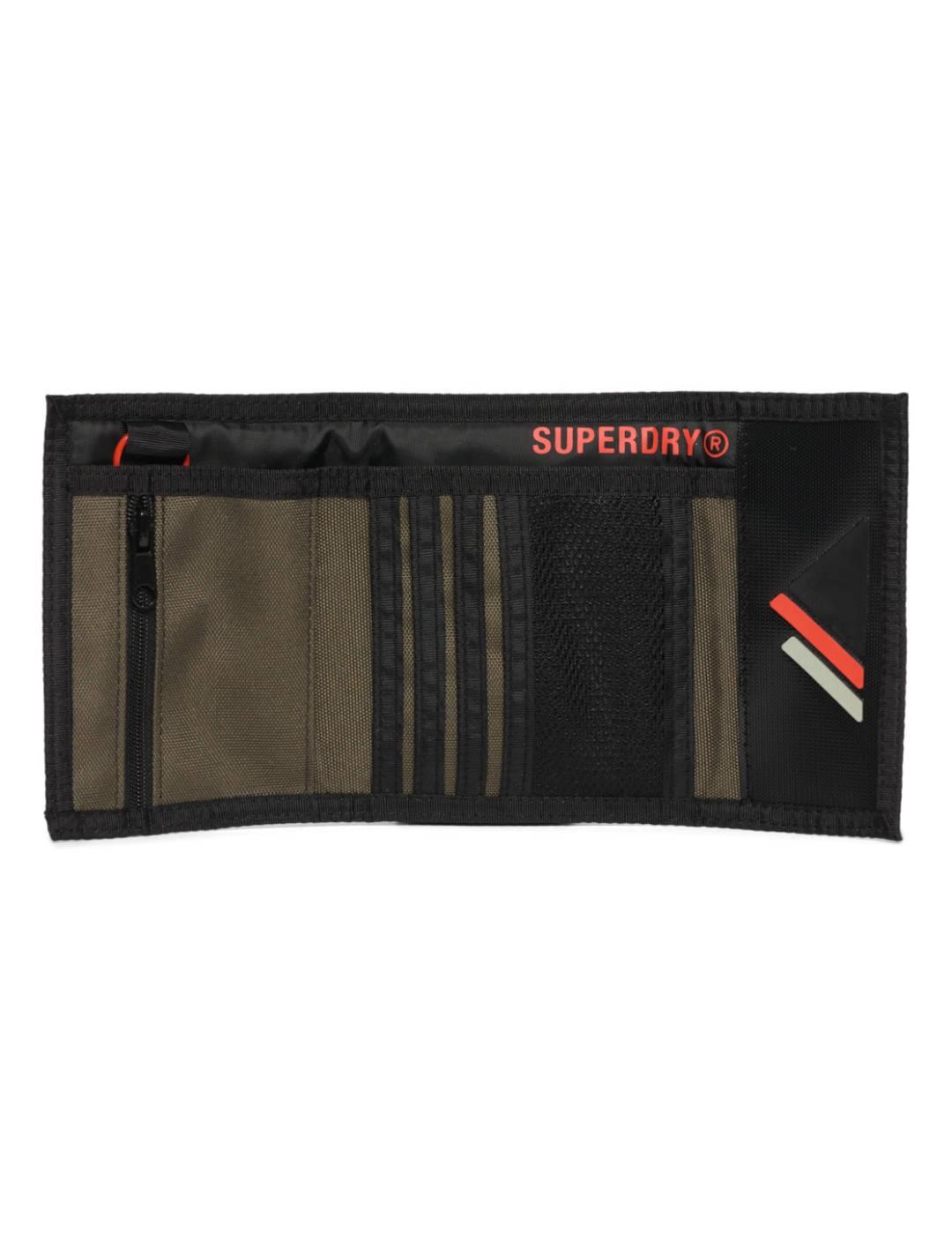 Cartera Superdry Tarp con compartimentos verde para hombre