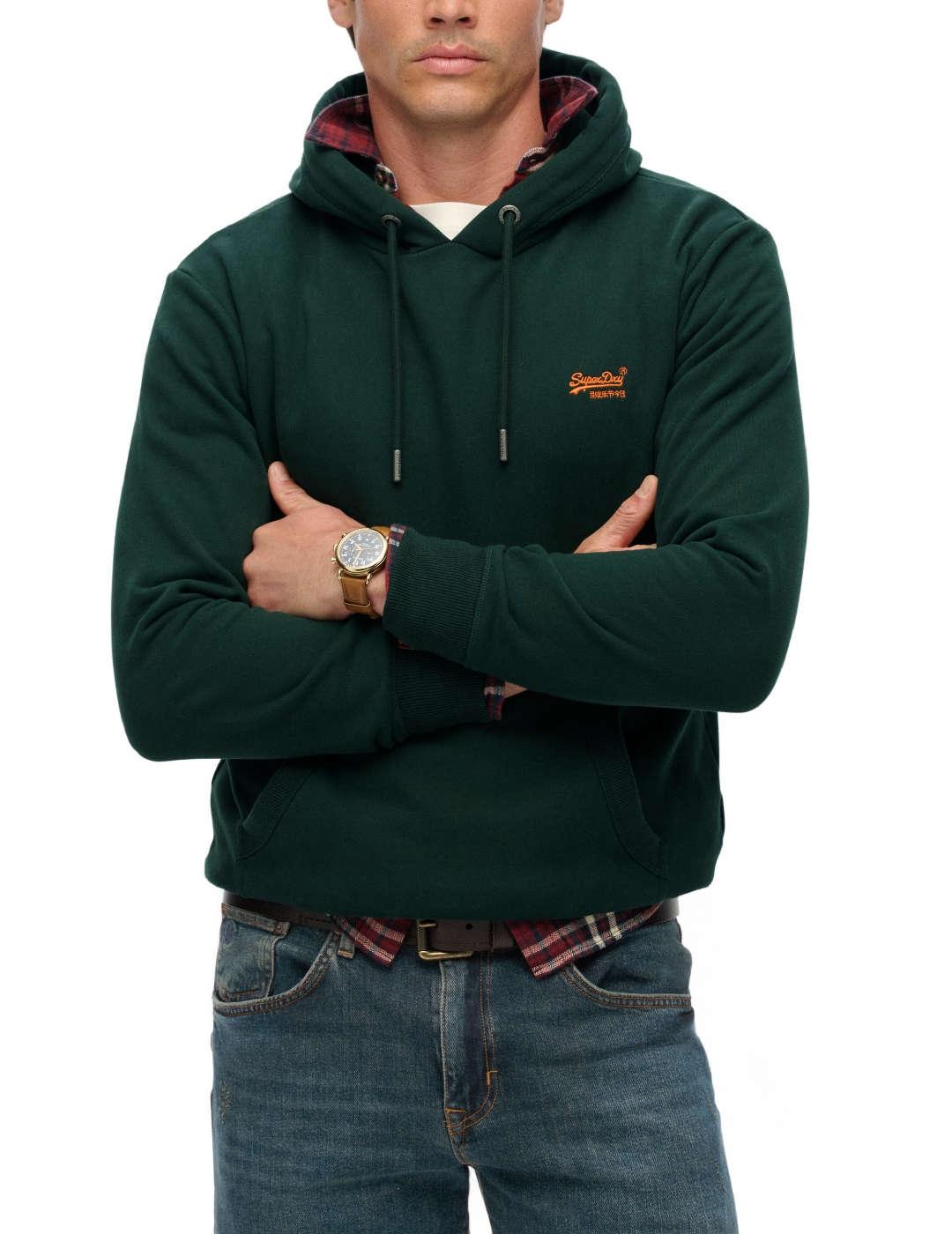 Sudadera Superdry Essential verde con capucha para hombre