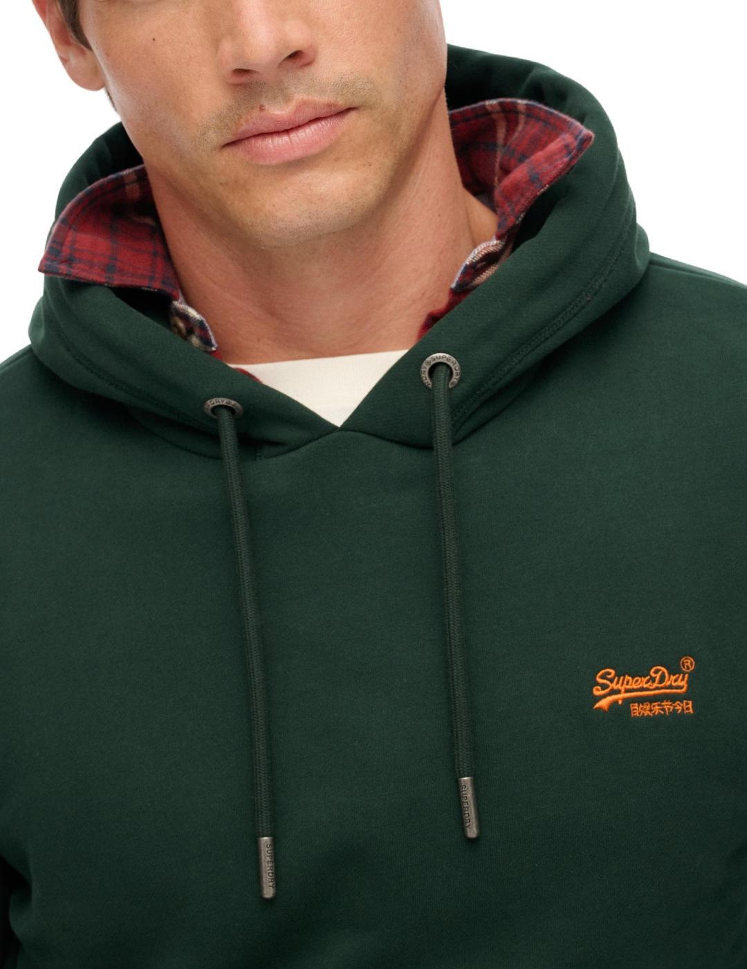 Sudadera Superdry Essential verde con capucha para hombre