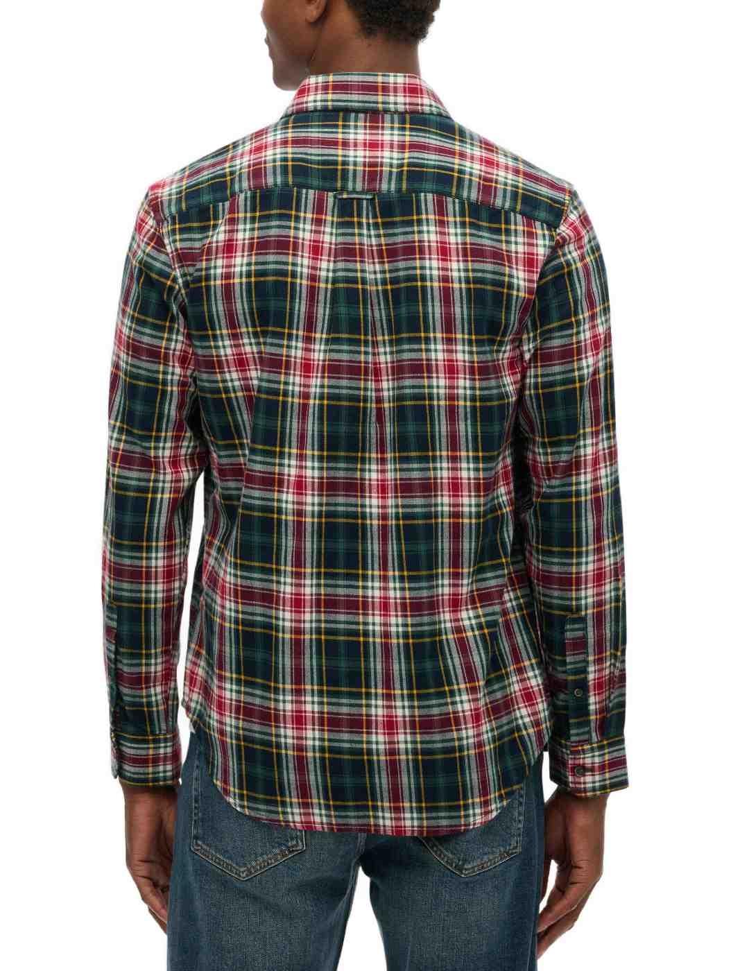 Camisa Superdry Vintage franela cuadros verde para hombre