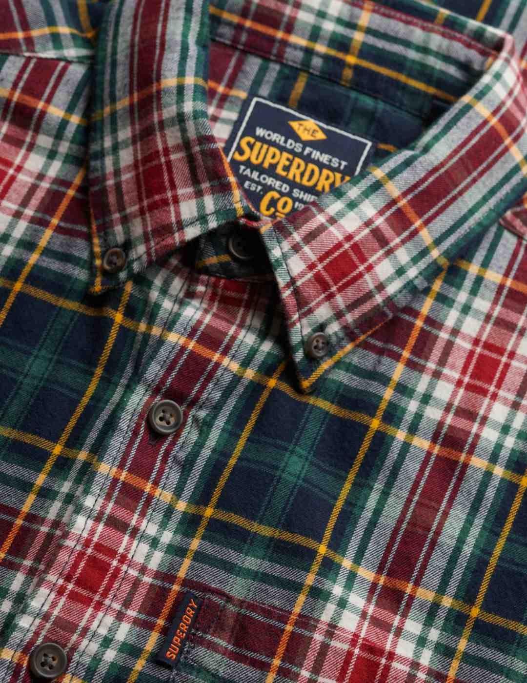 Camisa Superdry Vintage franela cuadros verde para hombre