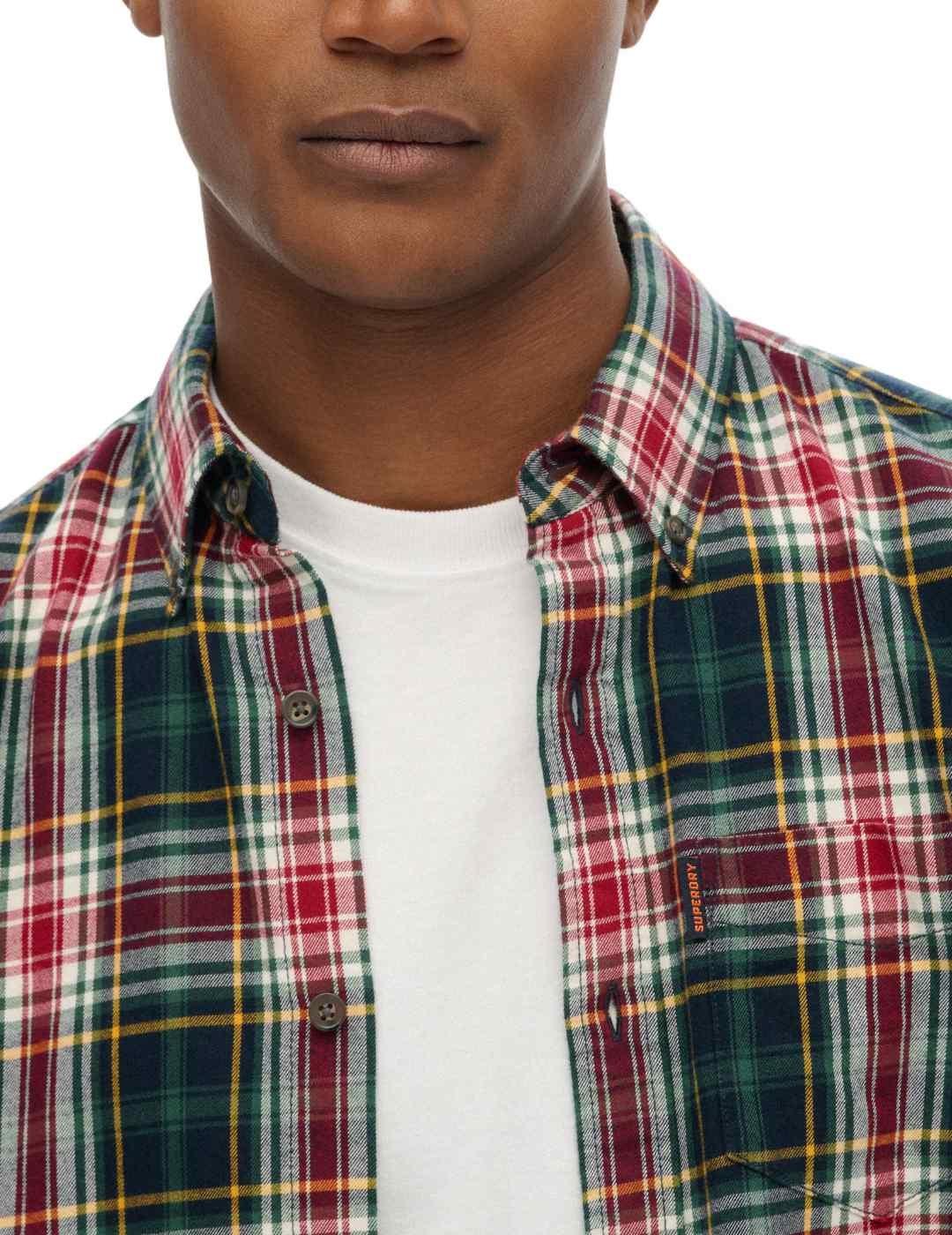 Camisa Superdry Vintage franela cuadros verde para hombre