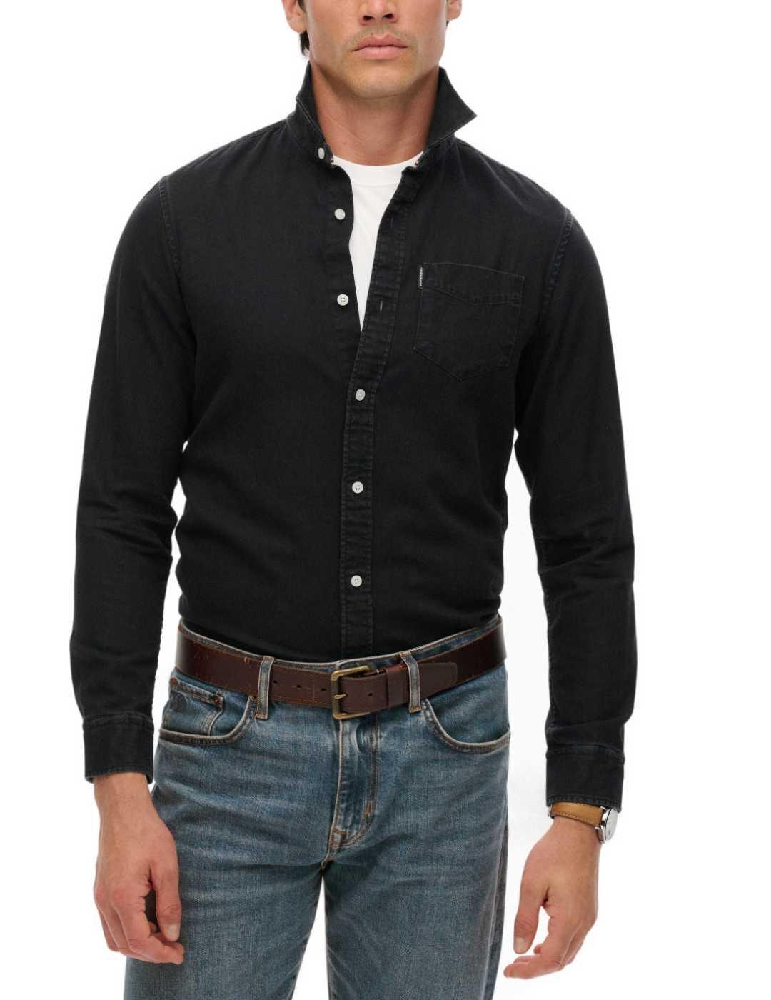 Camisa Superdry Essential negra vaquera para hombre