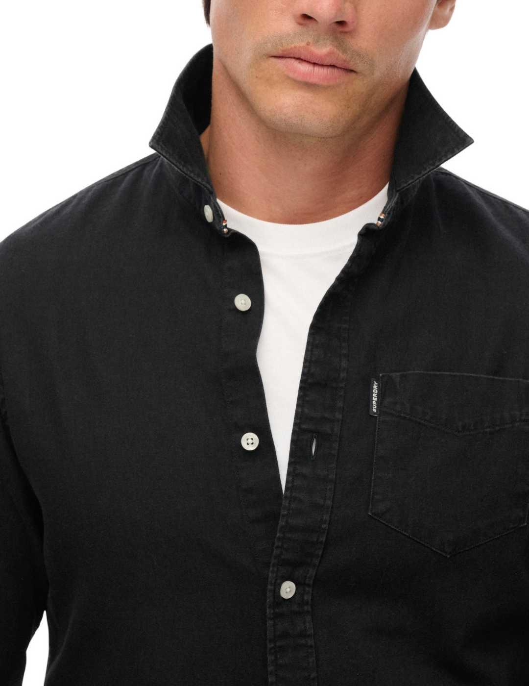 Camisa Superdry Essential negra vaquera para hombre