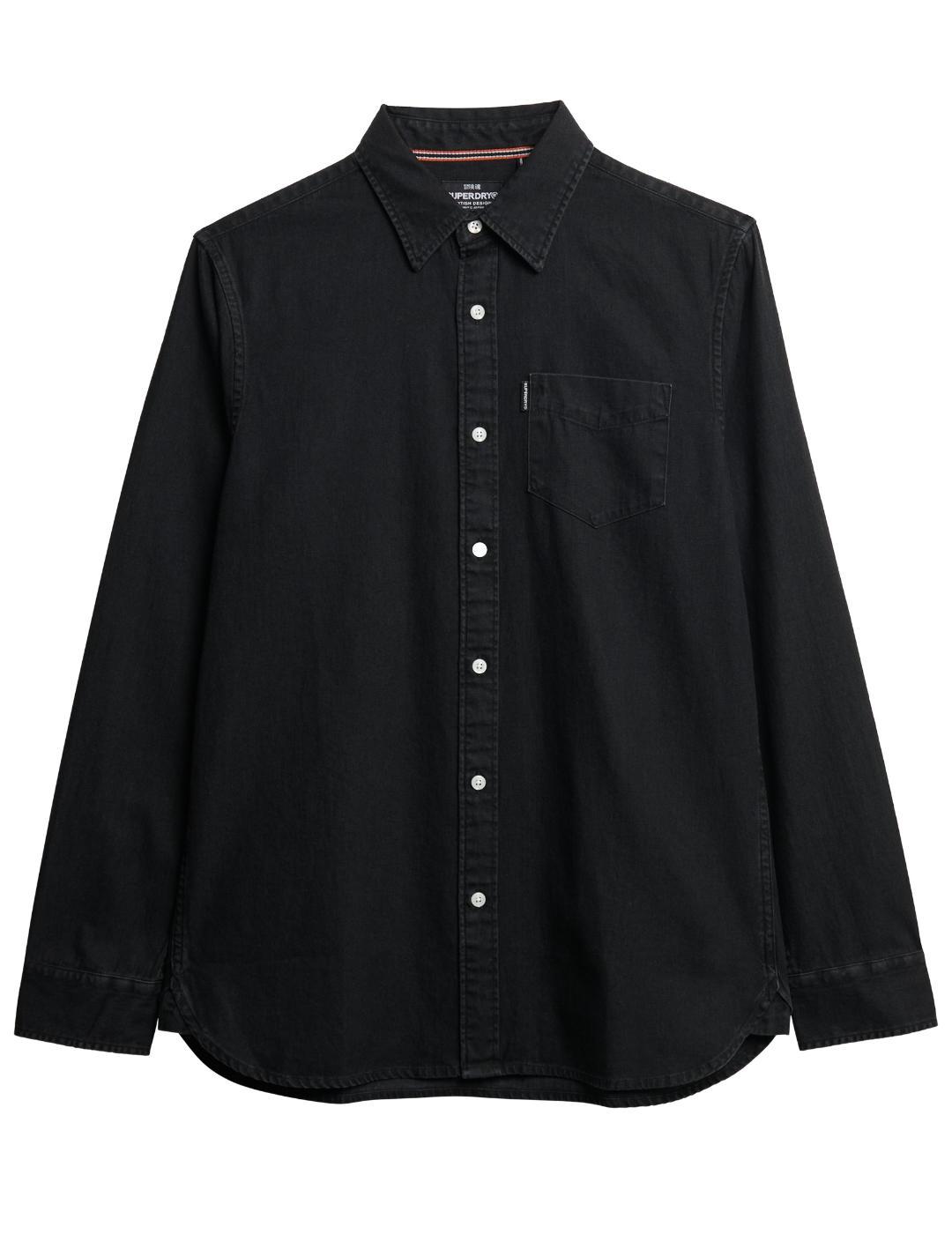 Camisa Superdry Essential negra vaquera para hombre