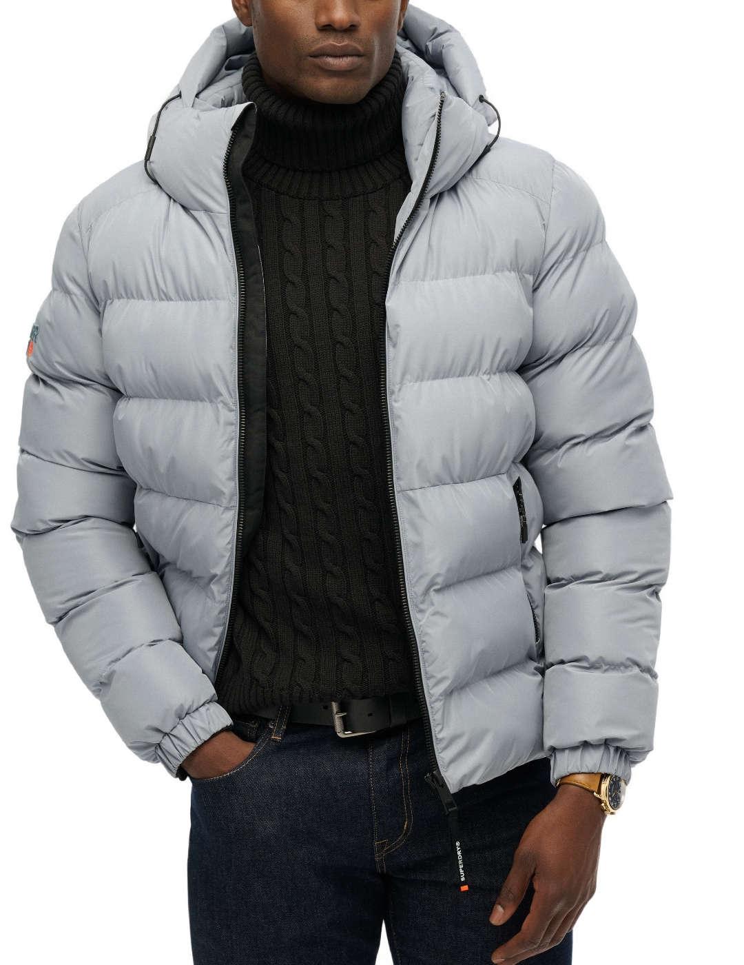 Chaqueta Superdry Sports plata con capucha para hombre