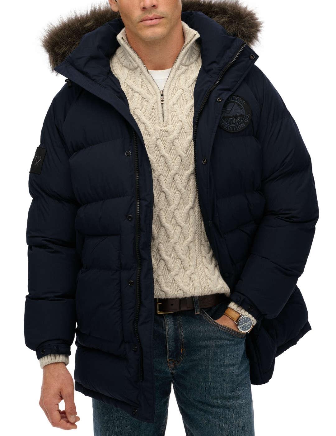 Parka Superdry Everest azul marino acolchada para hombre