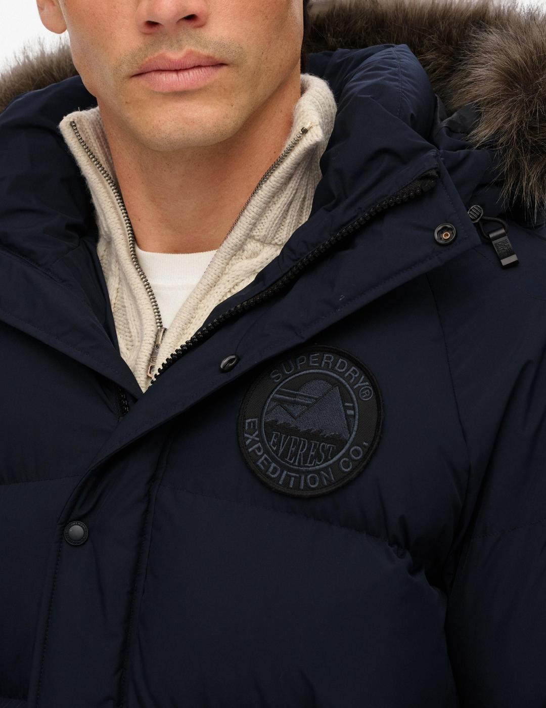 Parka Superdry Everest azul marino acolchada para hombre