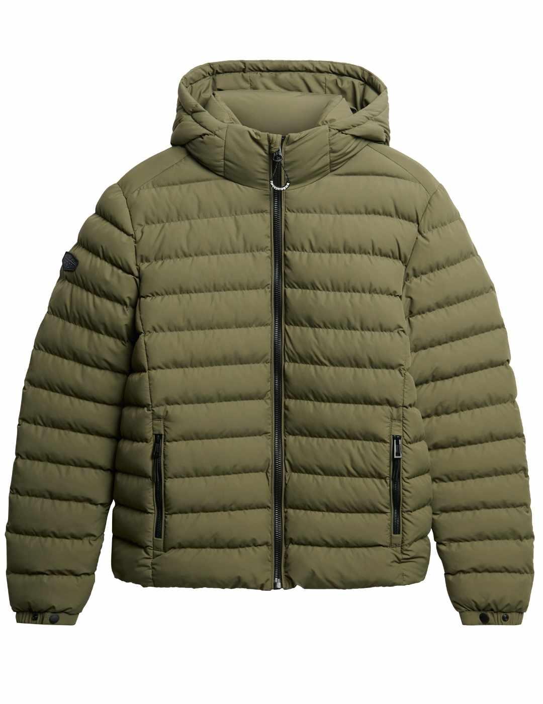 Cazadora Superdry Fuji verde acolchada con capucha de hombre