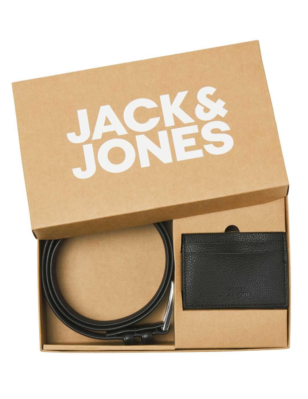 Caja cinturón y tarjetero Jack&Jones Cabilo negro de hombre