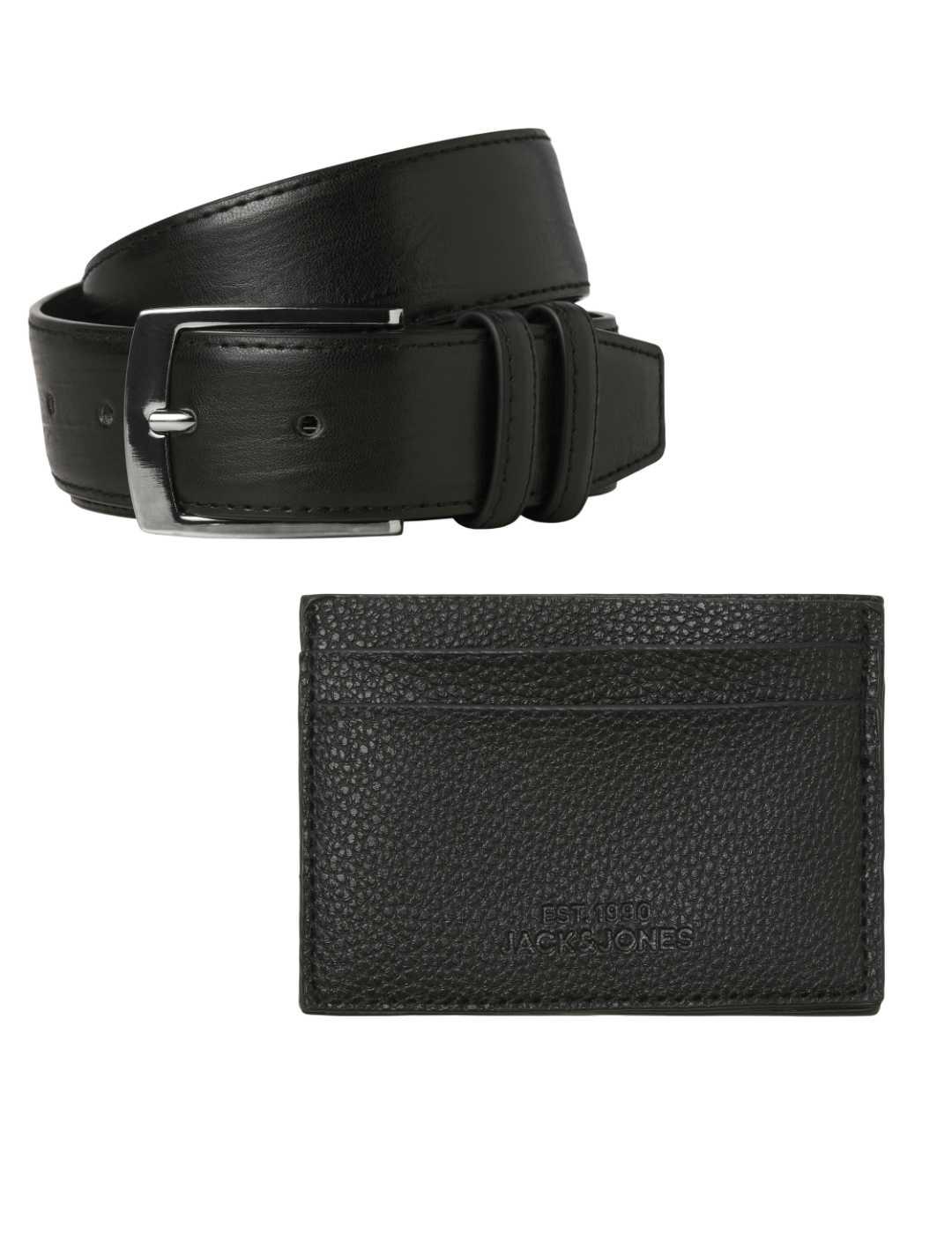 Caja cinturón y tarjetero Jack&Jones Cabilo negro de hombre