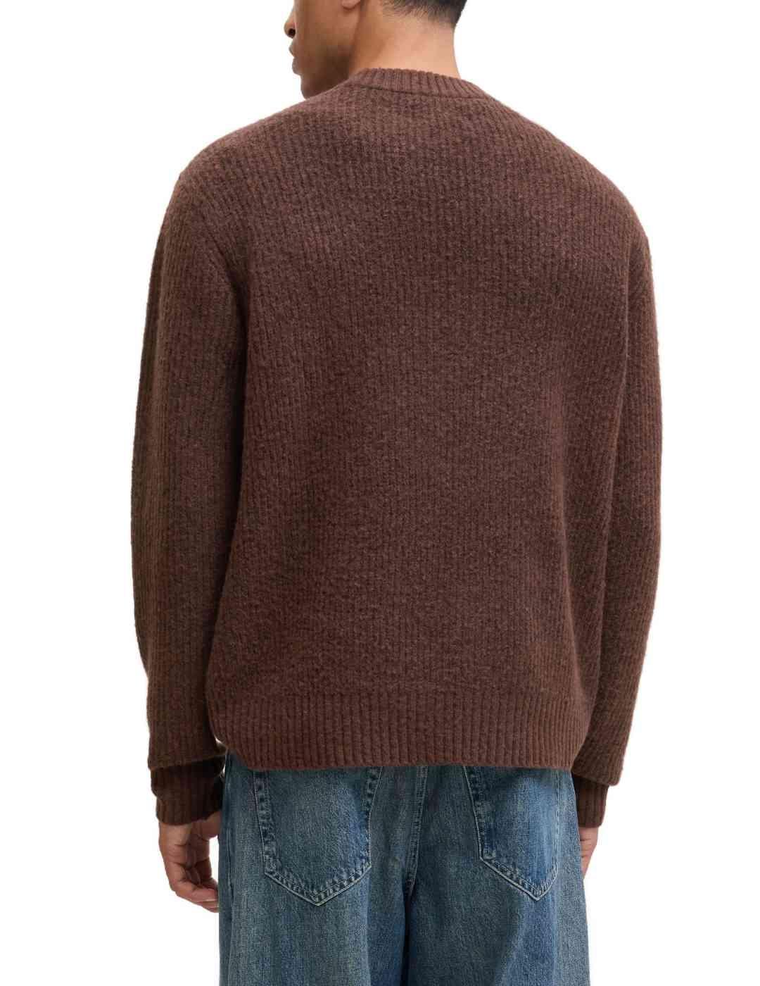 Jersey Jack&Jones York marrón punto grueso de hombre