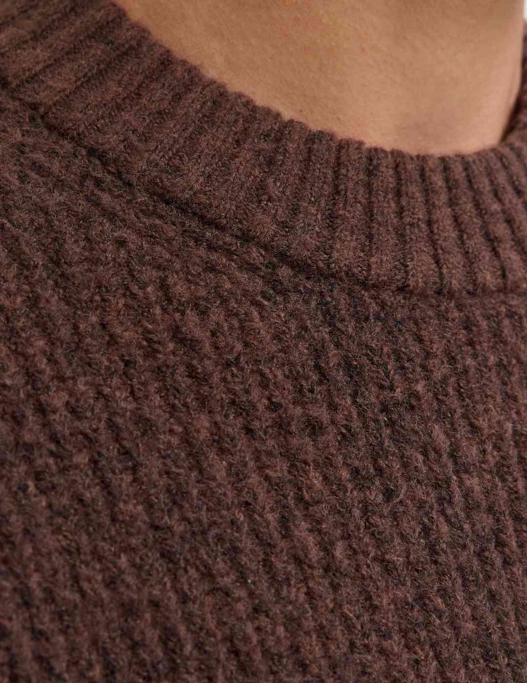 Jersey Jack&Jones York marrón punto grueso de hombre