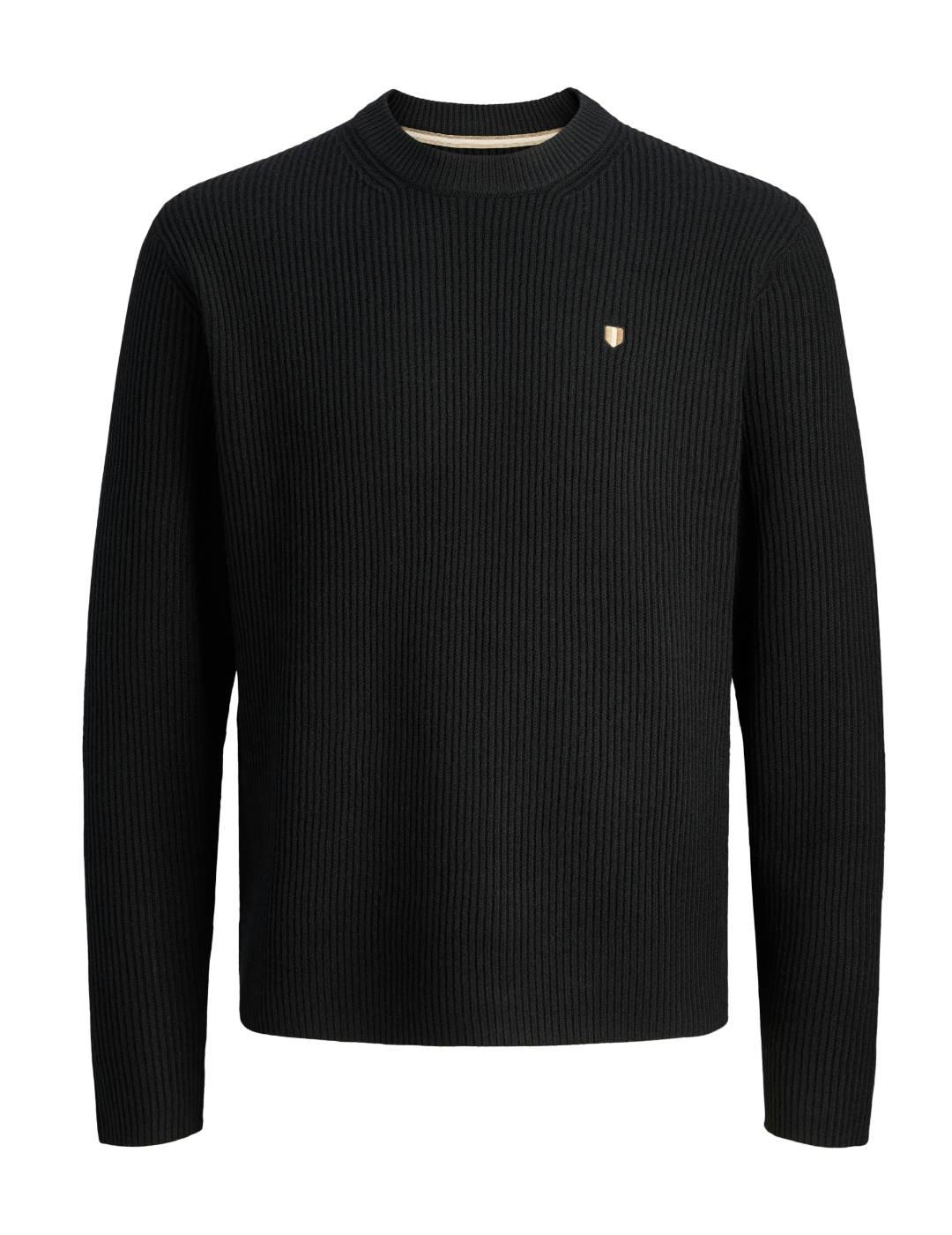 Jersey Jack & Jones Blurichard de punto negro para hombre