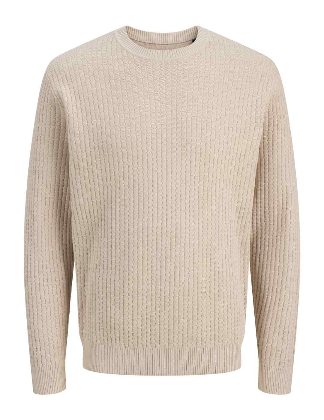 Jersey Jack&Jones Blubarkleypunto grueso beige para hombre