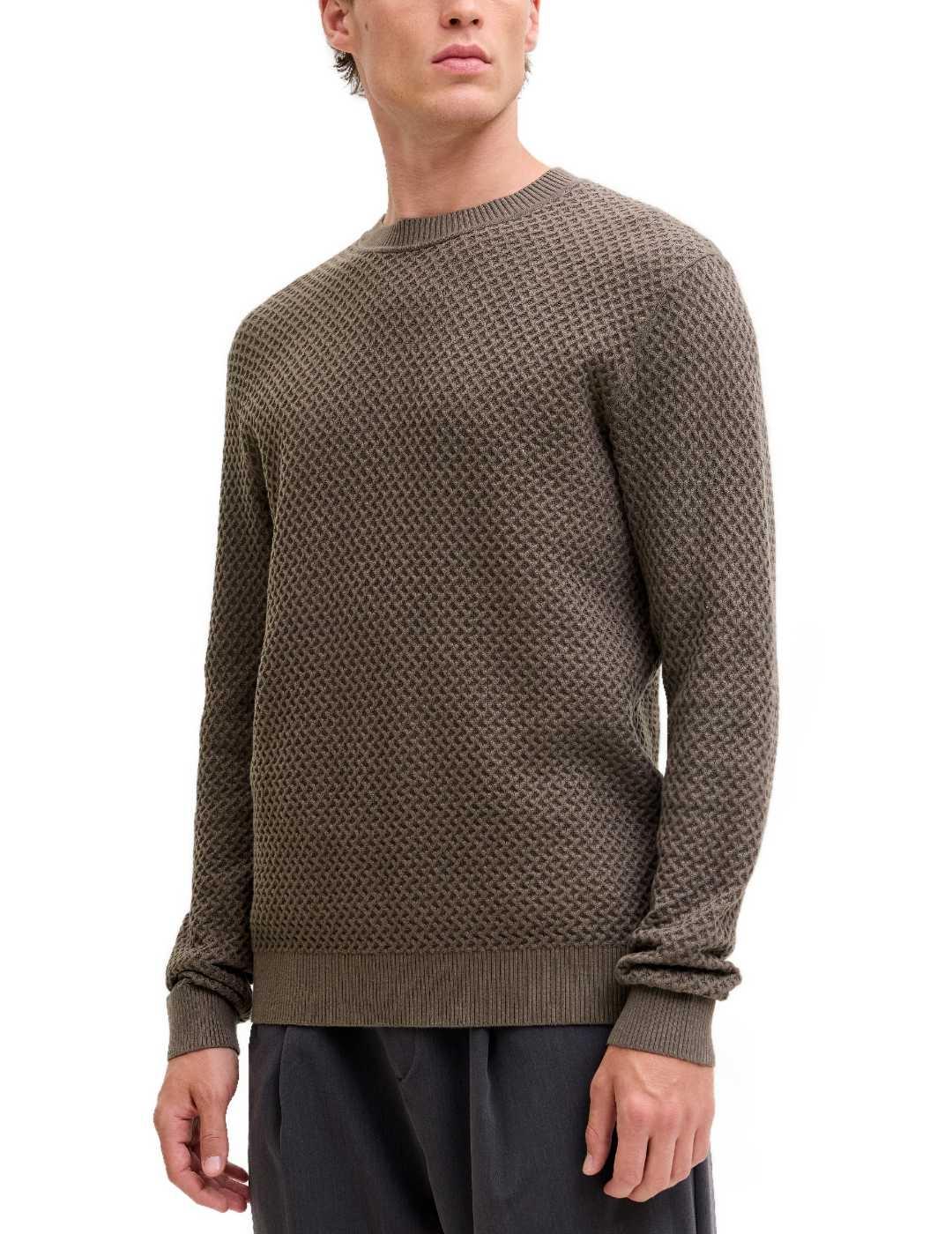 Jersey Jack&Jones Blubarkley marrón punto grueso para hombre