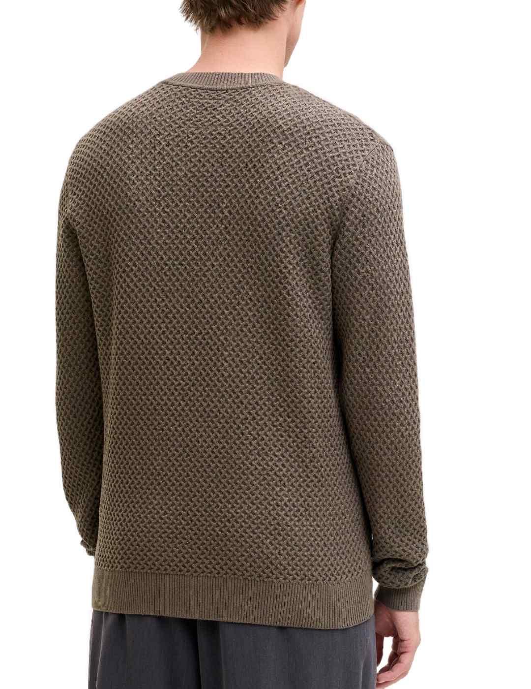 Jersey Jack&Jones Blubarkley marrón punto grueso para hombre