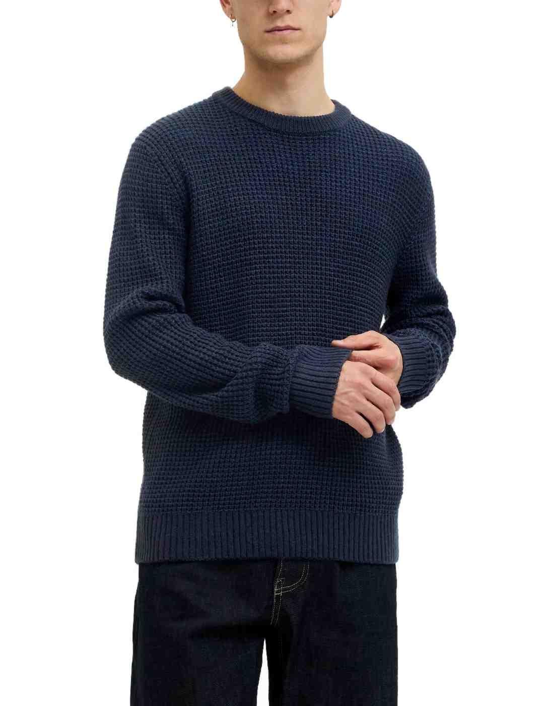 Jersey Jack&Jones Global marino punto grueso para hombre