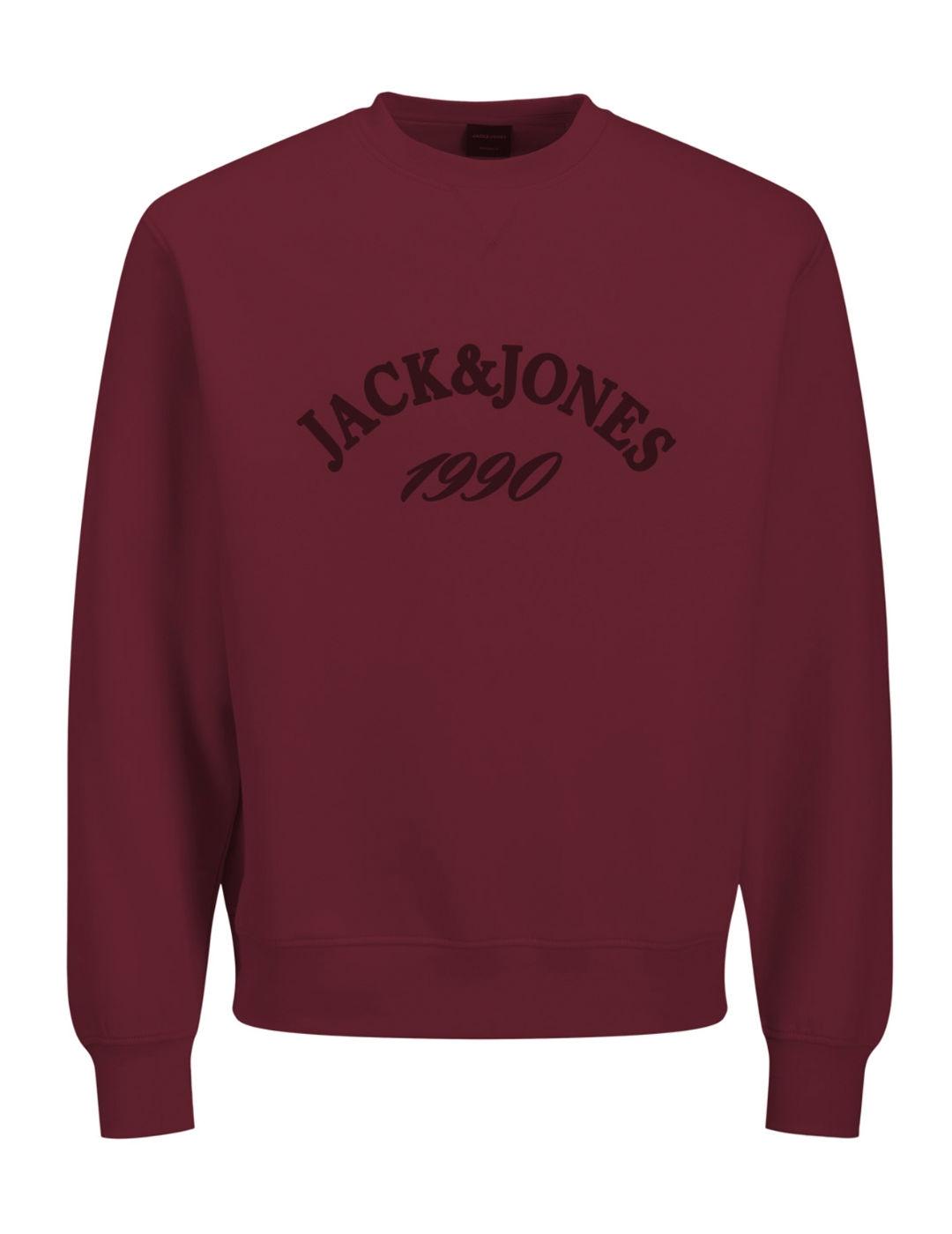 Sudadera Jack & Jones Bleecker cuello redondo granate hombre