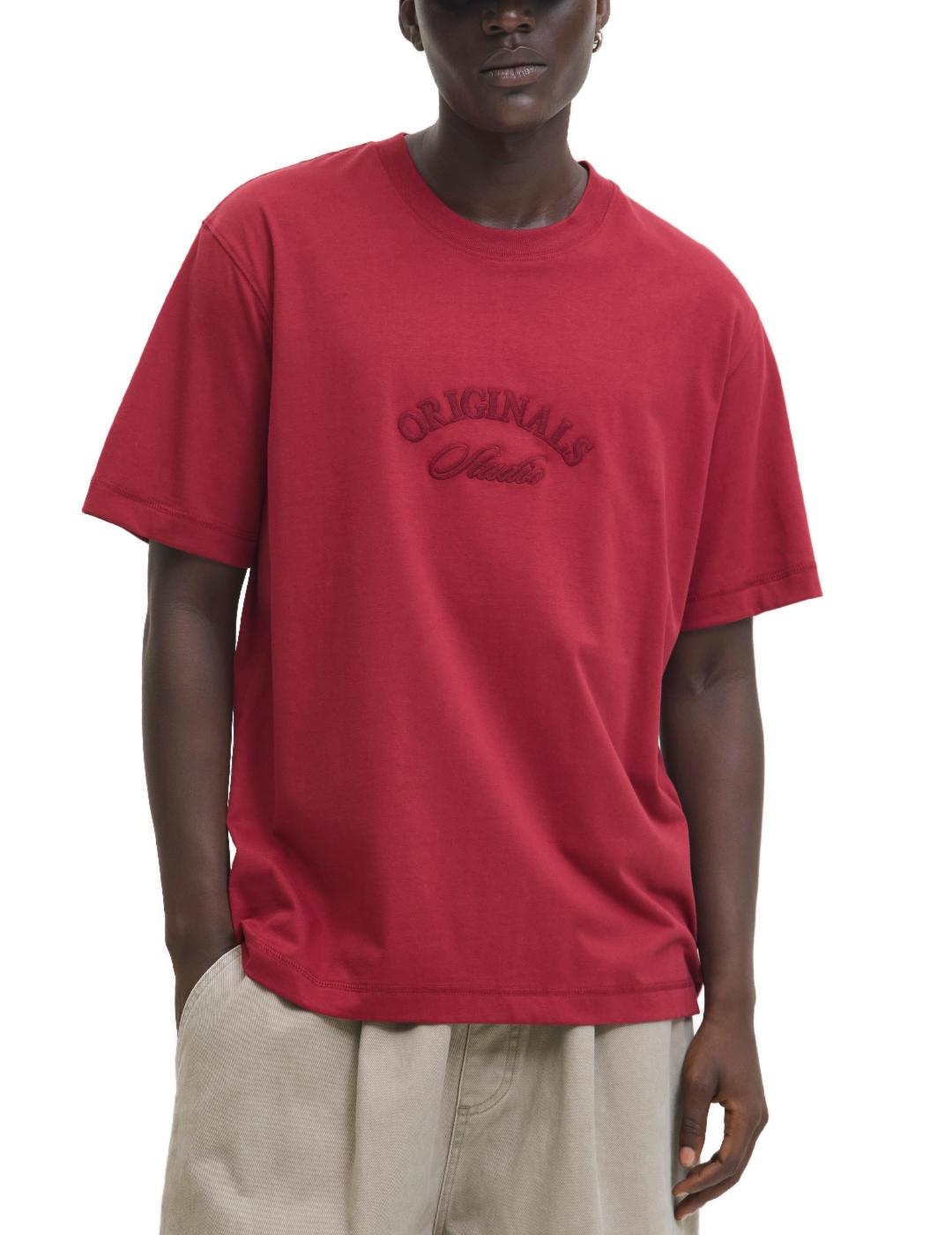 Camiseta Jack&Jones Bleecker granate manga corta de hombre