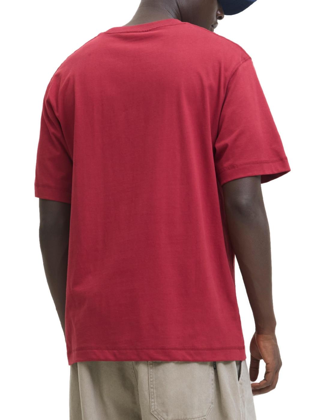 Camiseta Jack&Jones Bleecker granate manga corta de hombre