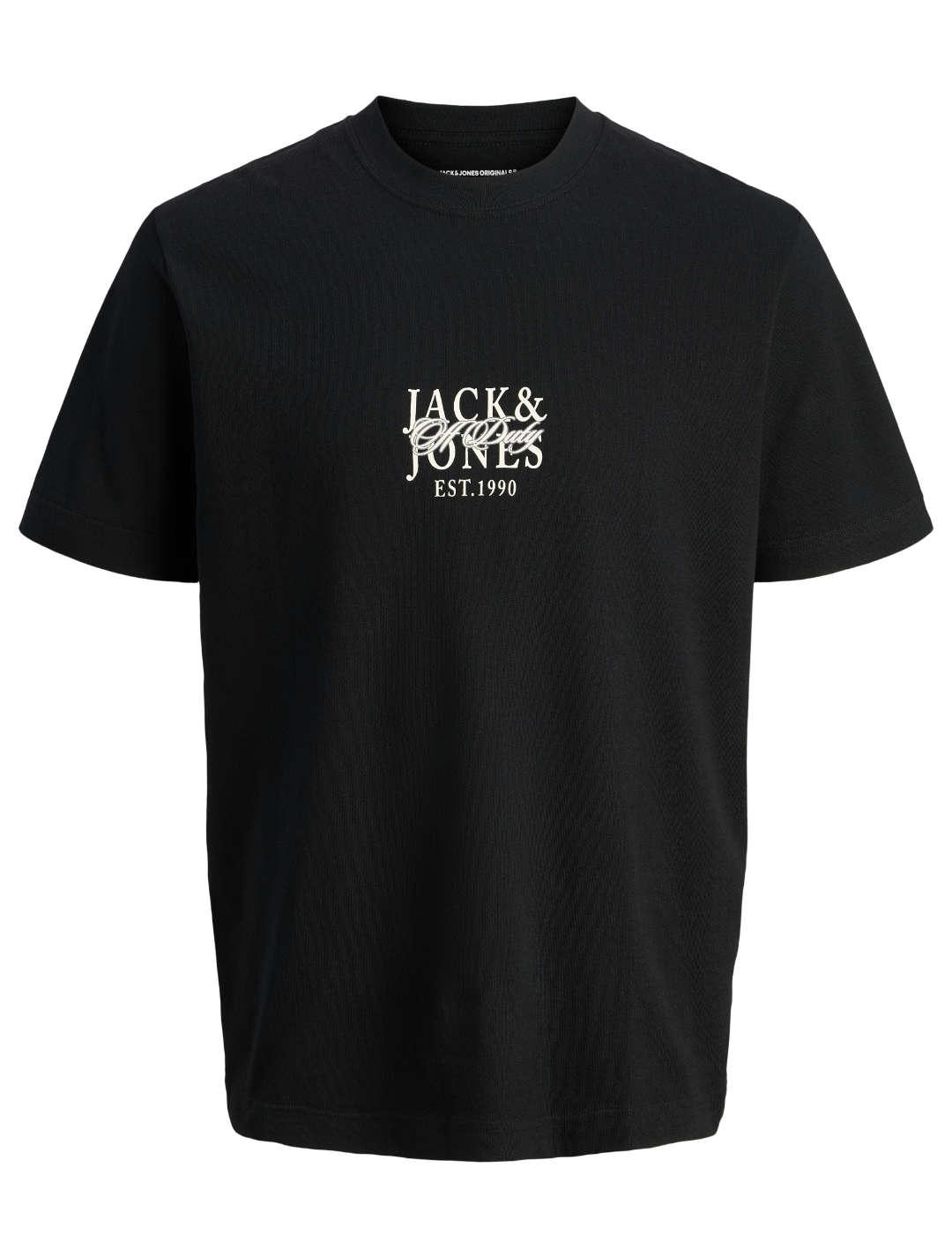 Camiseta Jack&Jones Bleecker negro dibujo espalda de hombre