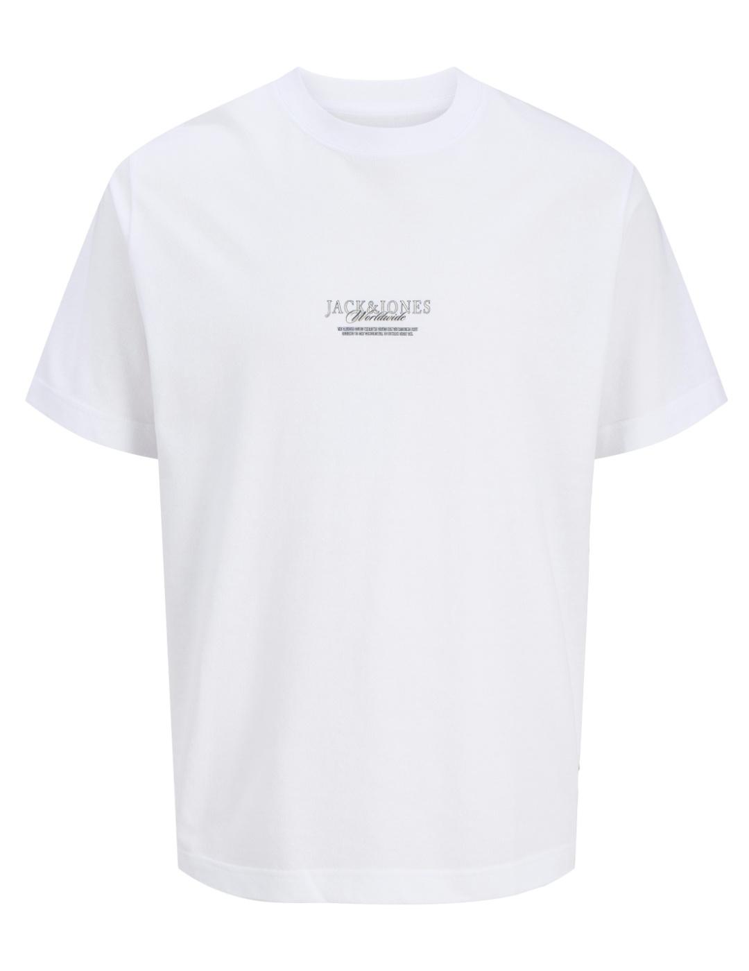 Camiseta Jack&Jones Bleecker blanco dibujo espalda de hombre