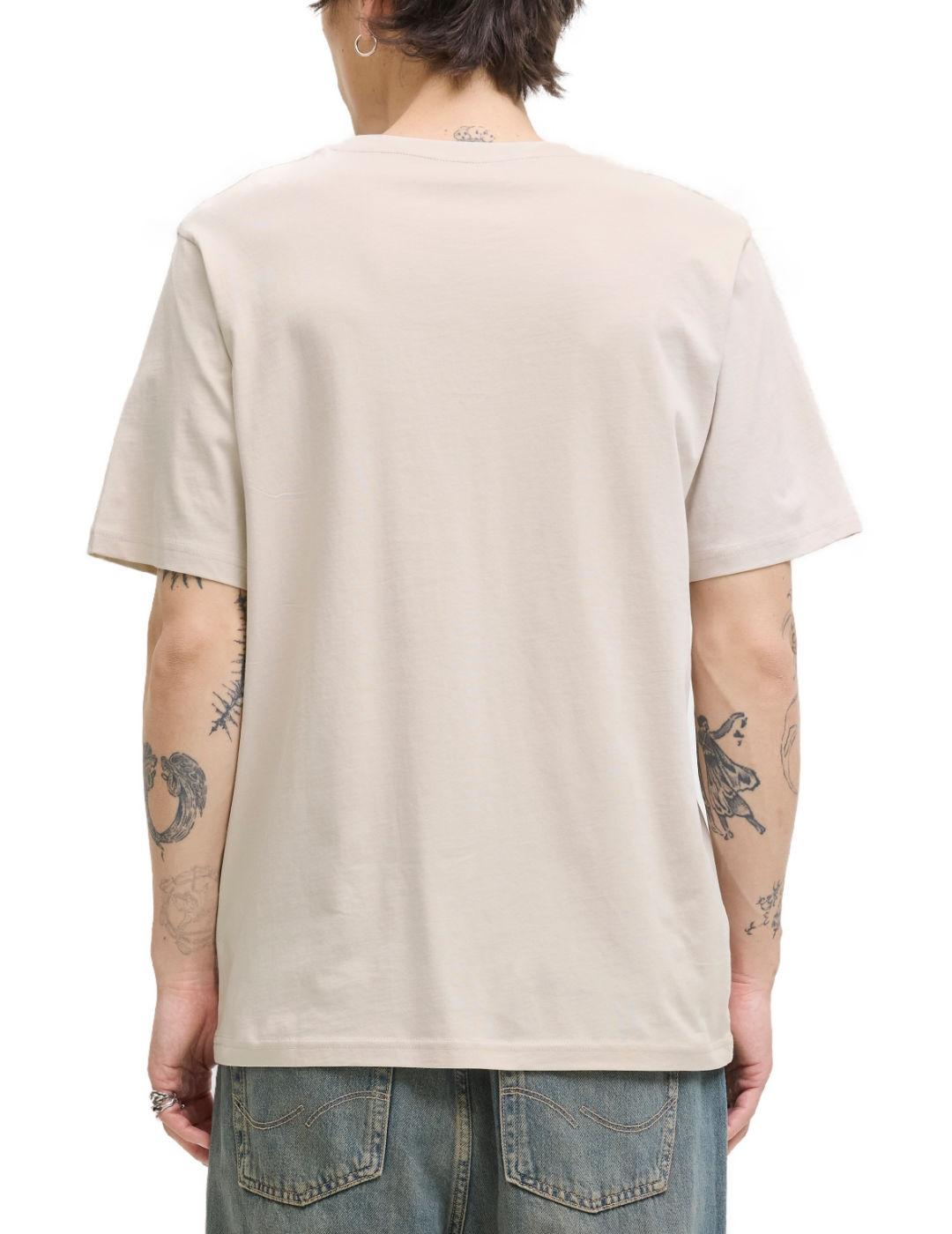 Camiseta Jack&Jones Denimdog beige manga corta para hombre