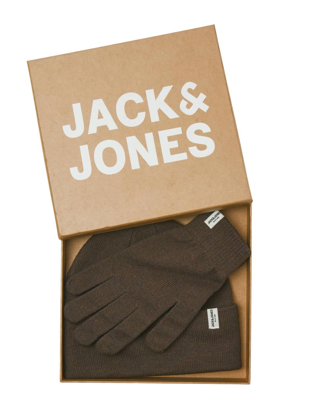 Gorro y guantes Jack & Jones de estilo clásico marrón hombre