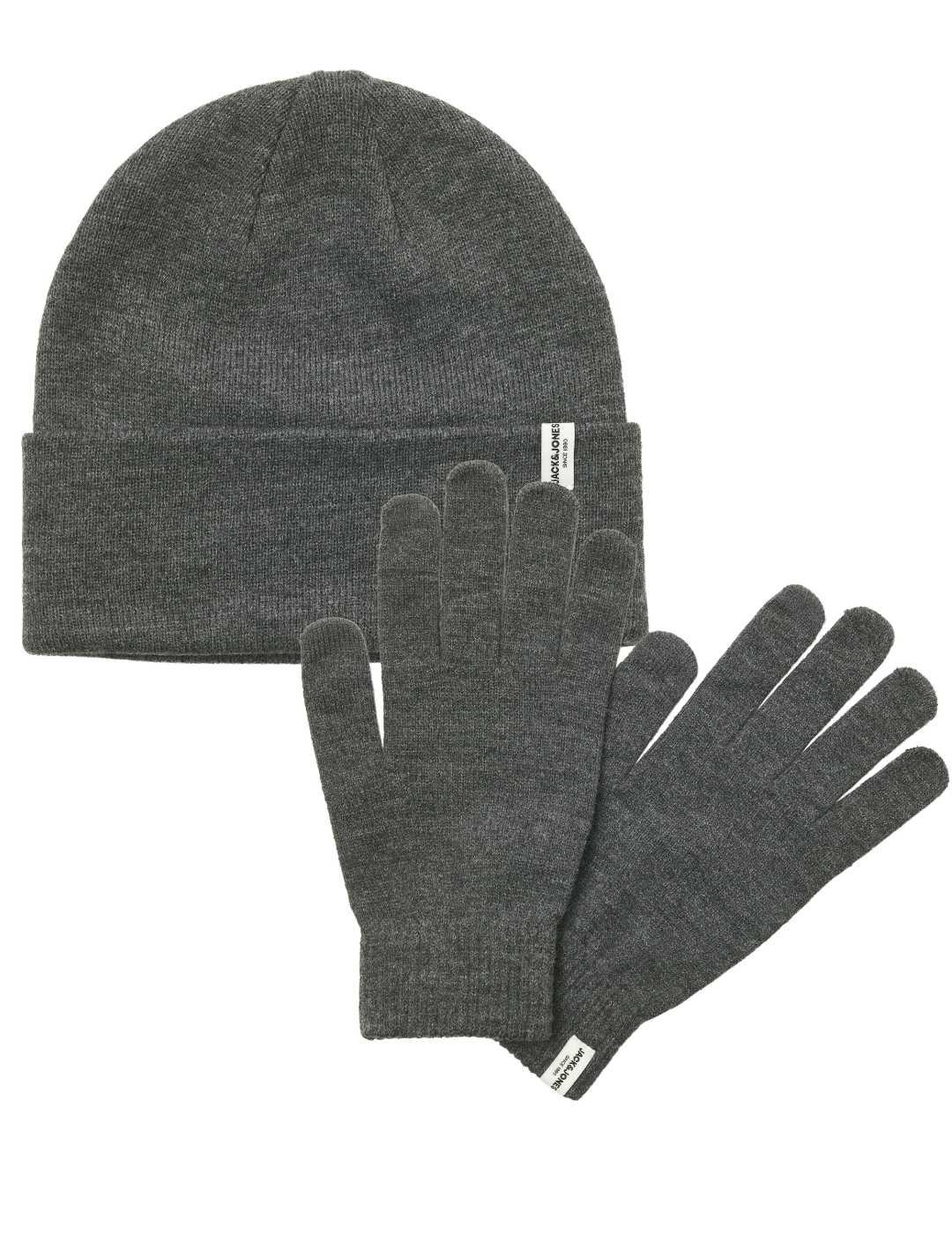 Gorro y guantes Jack & Jones gris estilo clásico gris hombre