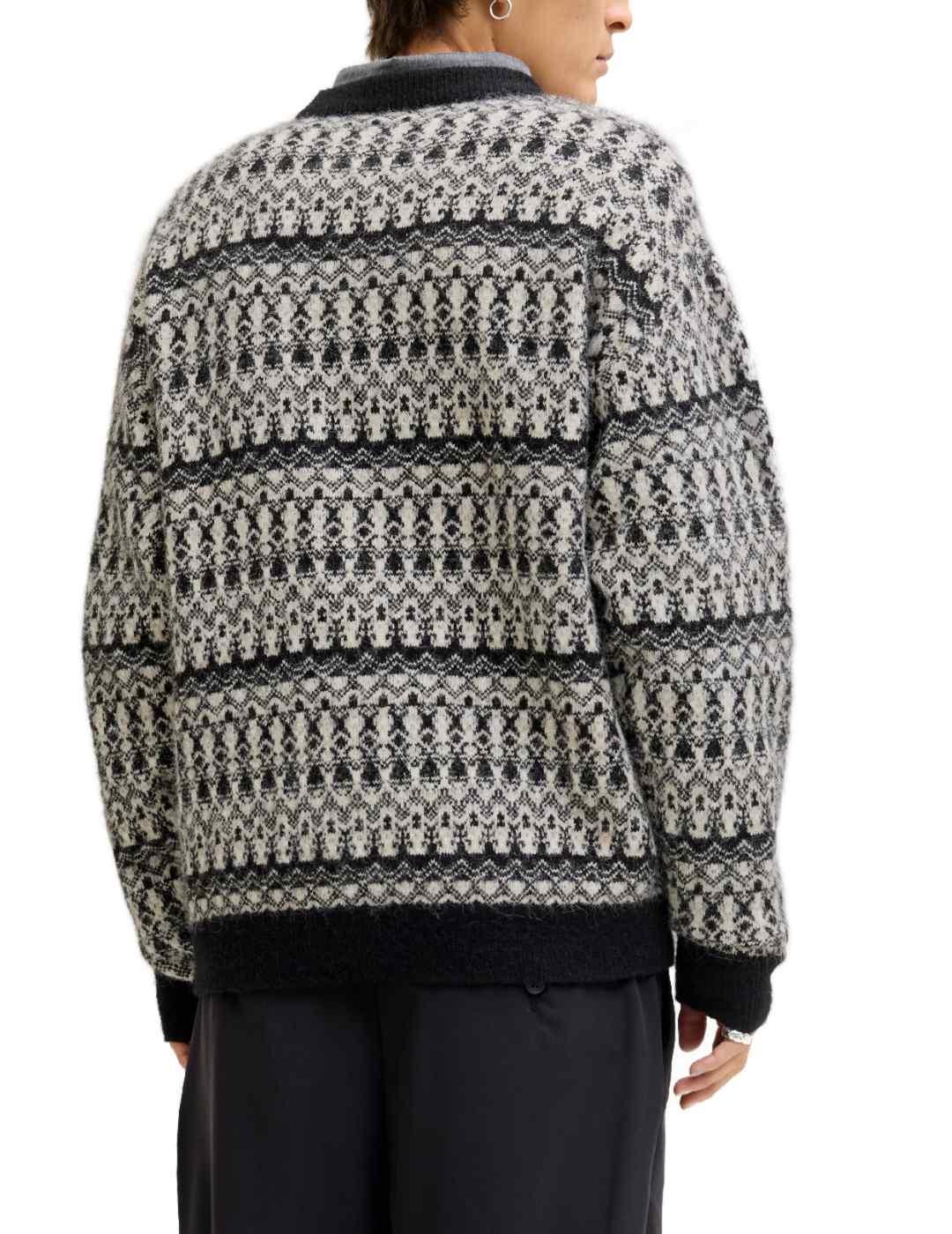 Jersey Jack&Jones Blumax punto blanco y negro de hombre