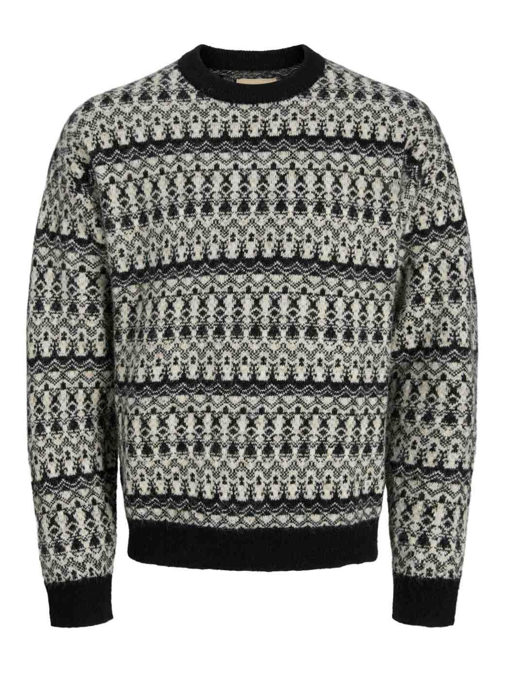 Jersey Jack&Jones Blumax punto blanco y negro de hombre