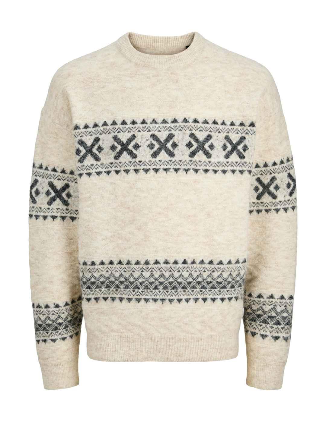 Jersey Jack&Jones Blumax beige punto grueso de hombre