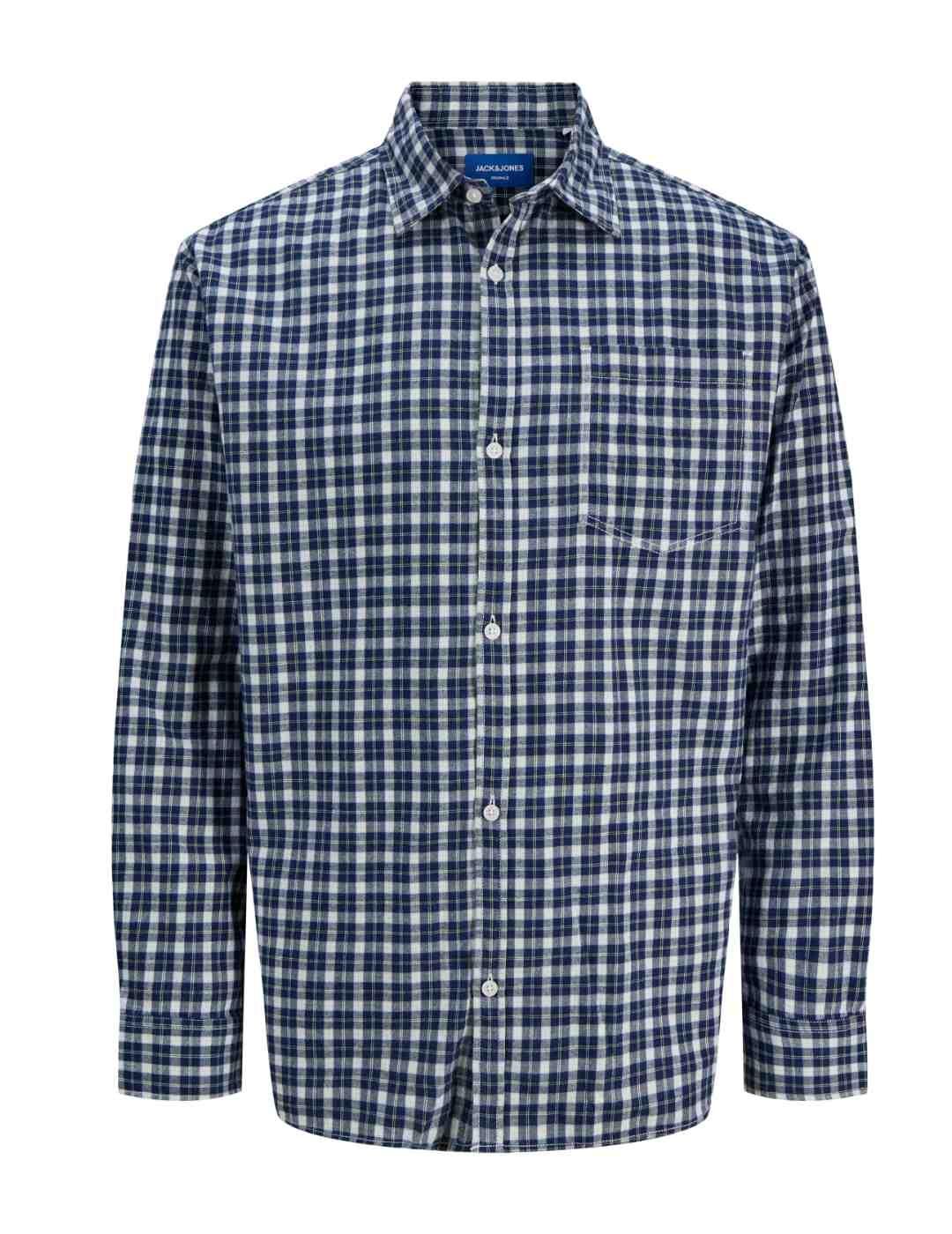 Camisa Jack&Jones James azul corte clásico cuadros hombre