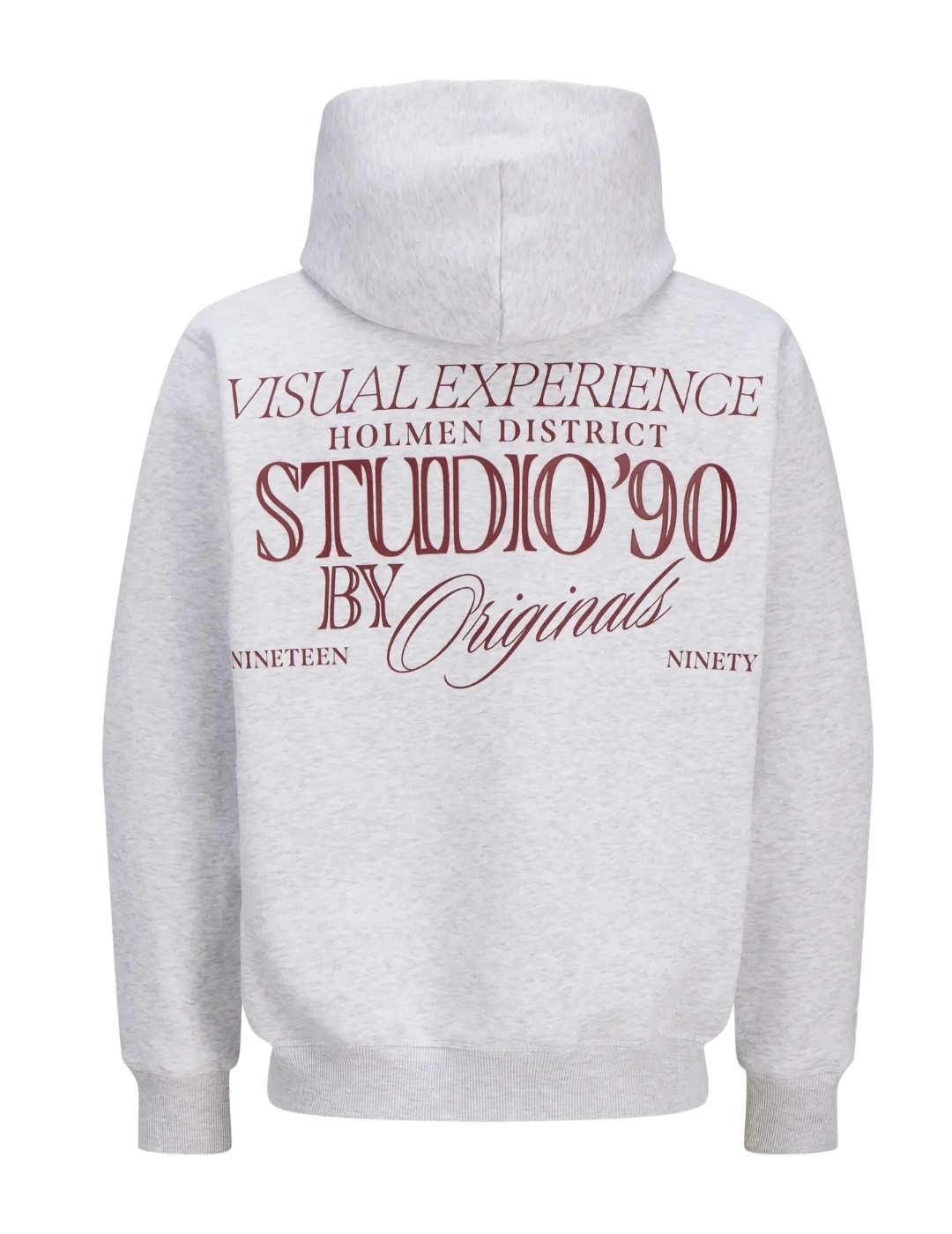 Sudadera Jack&Jones Grand gris letras espalda de hombre