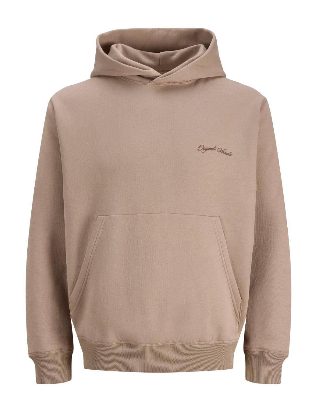 Sudadera Jack&Jones Grand beige dibujo espalda de hombre