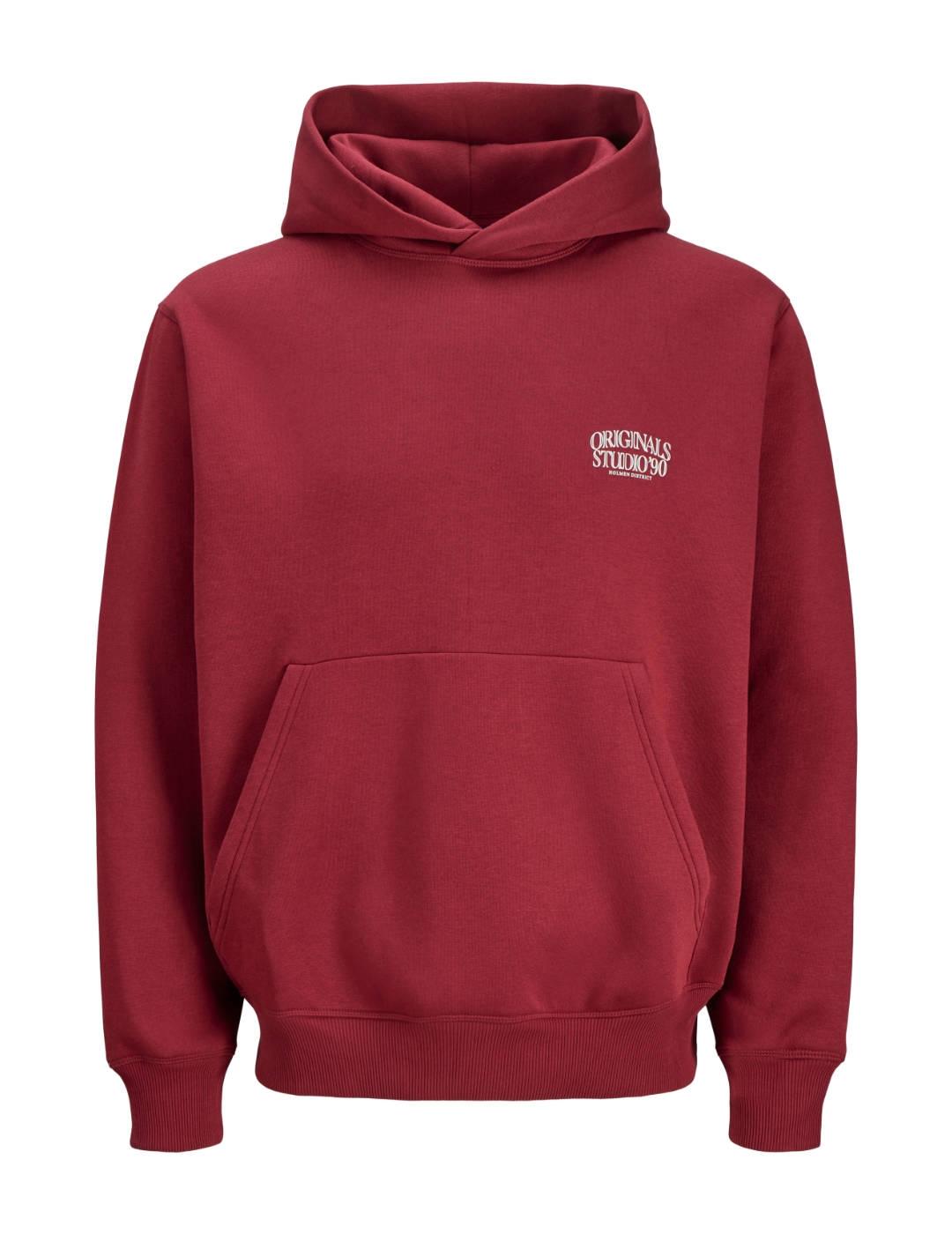 Sudadera Jack&Jones Grand granate dibujo espalda de hombre