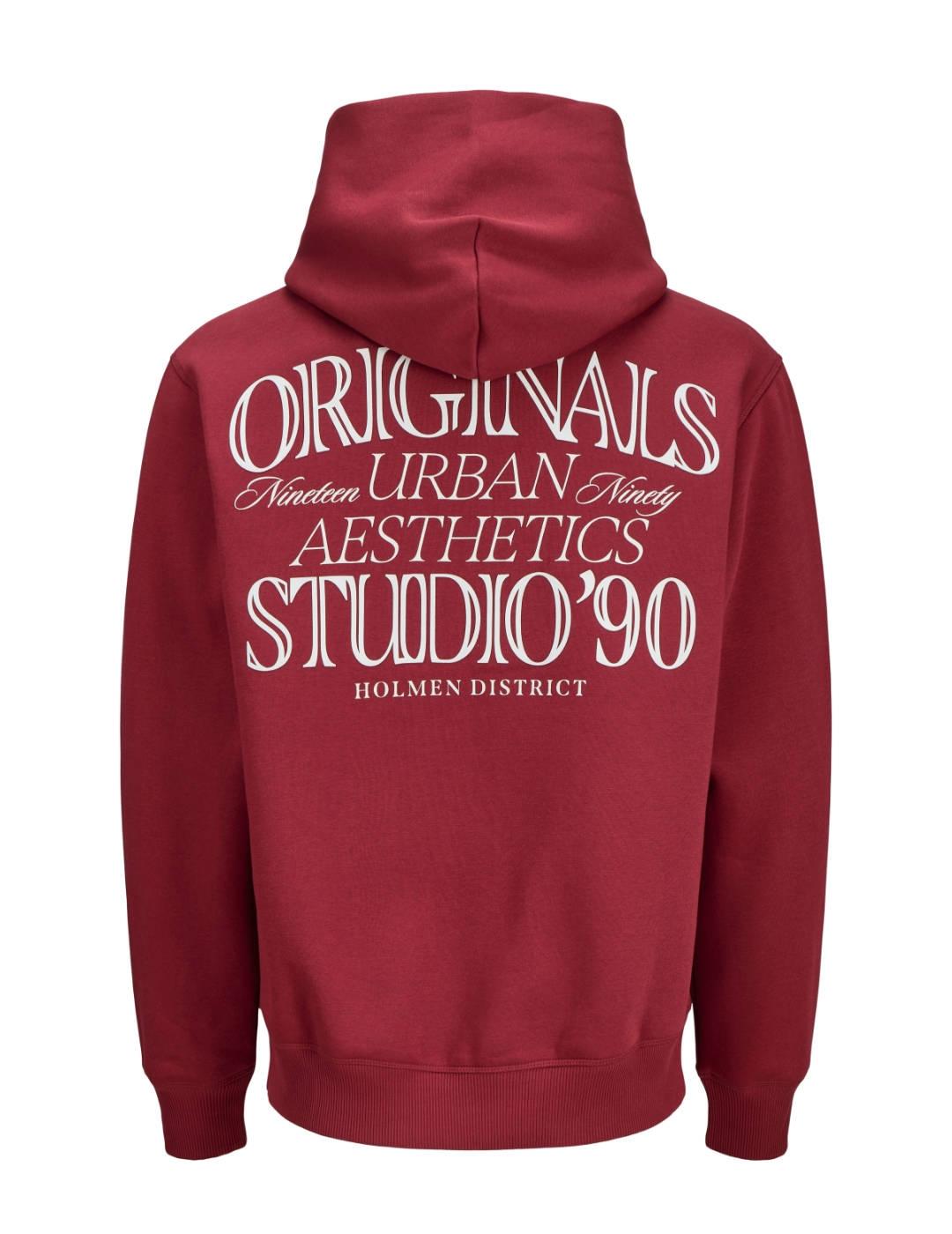 Sudadera Jack&Jones Grand granate dibujo espalda de hombre