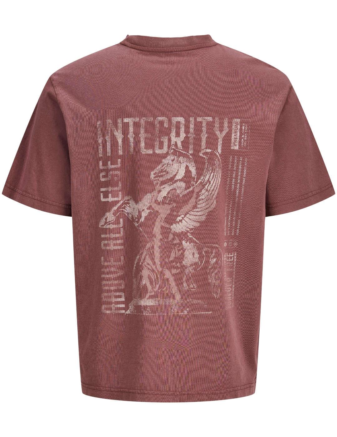 Camiseta Jack&Jones Bludenver rosa dibujo espalda de hombre