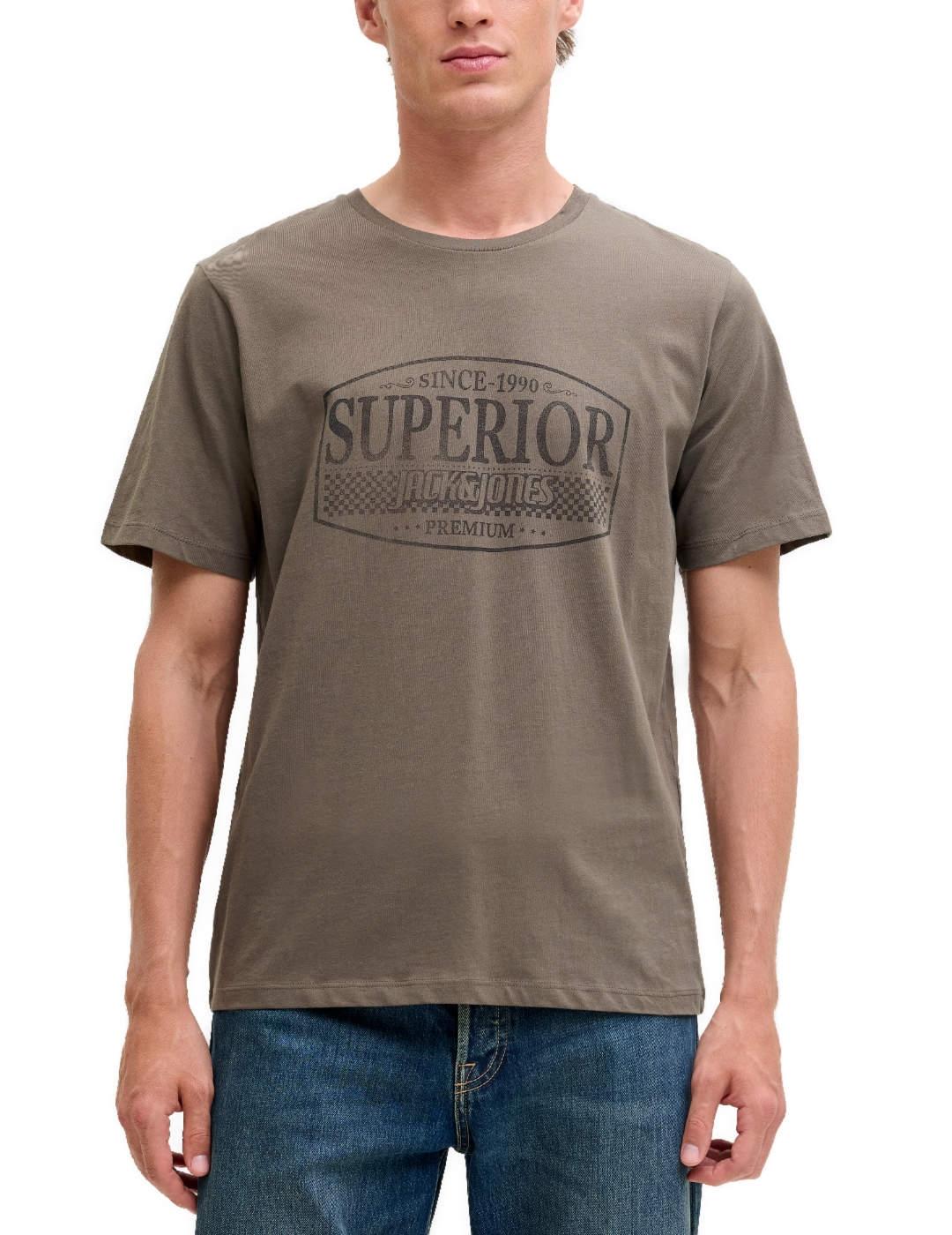 Camiseta Jack&Jones Blunoah marrón manga corta de hombre