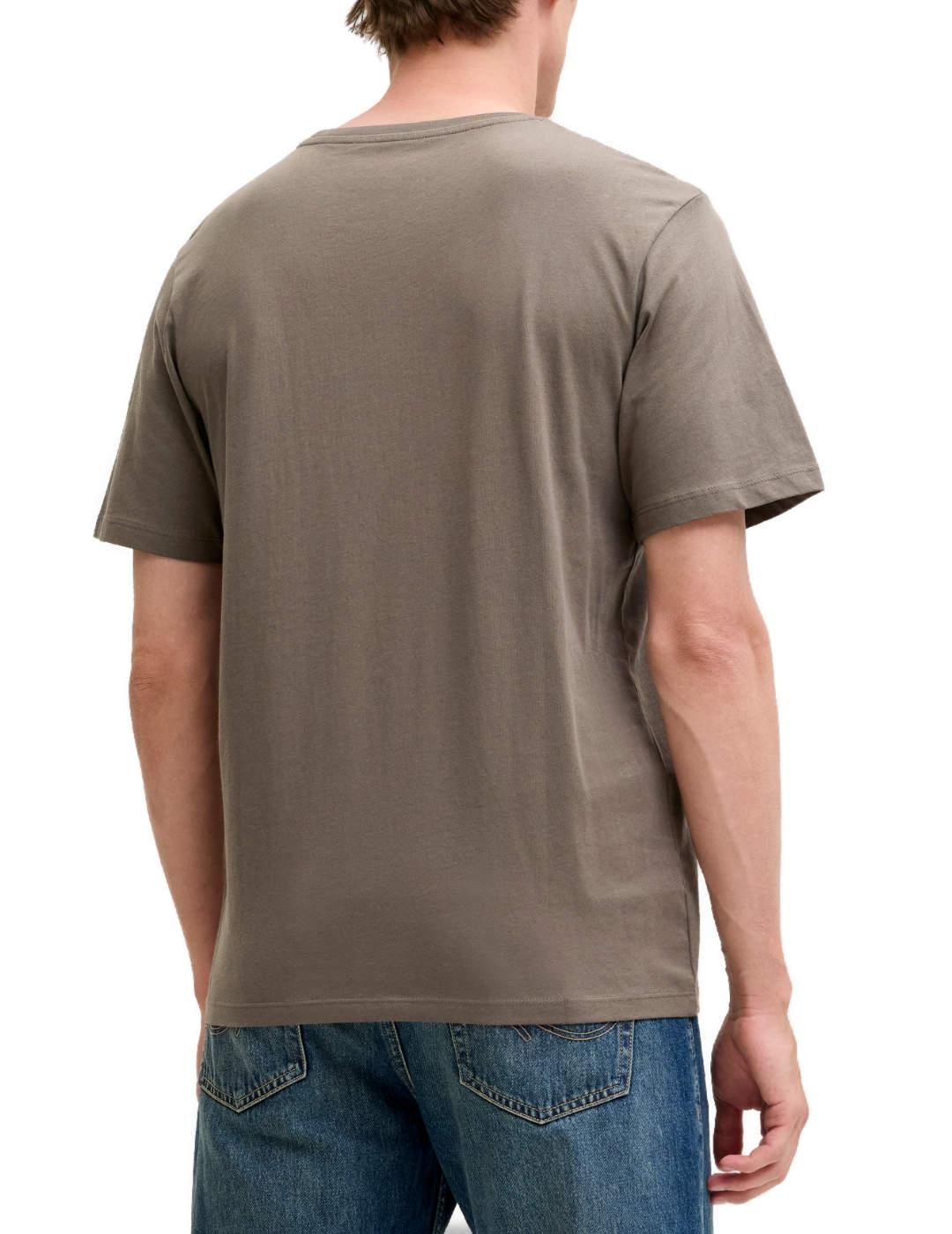 Camiseta Jack&Jones Blunoah marrón manga corta de hombre