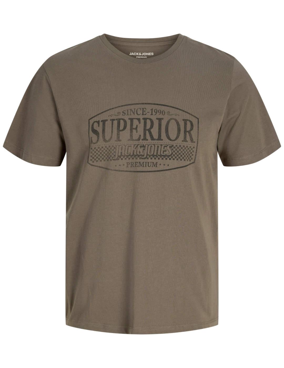 Camiseta Jack&Jones Blunoah marrón manga corta de hombre