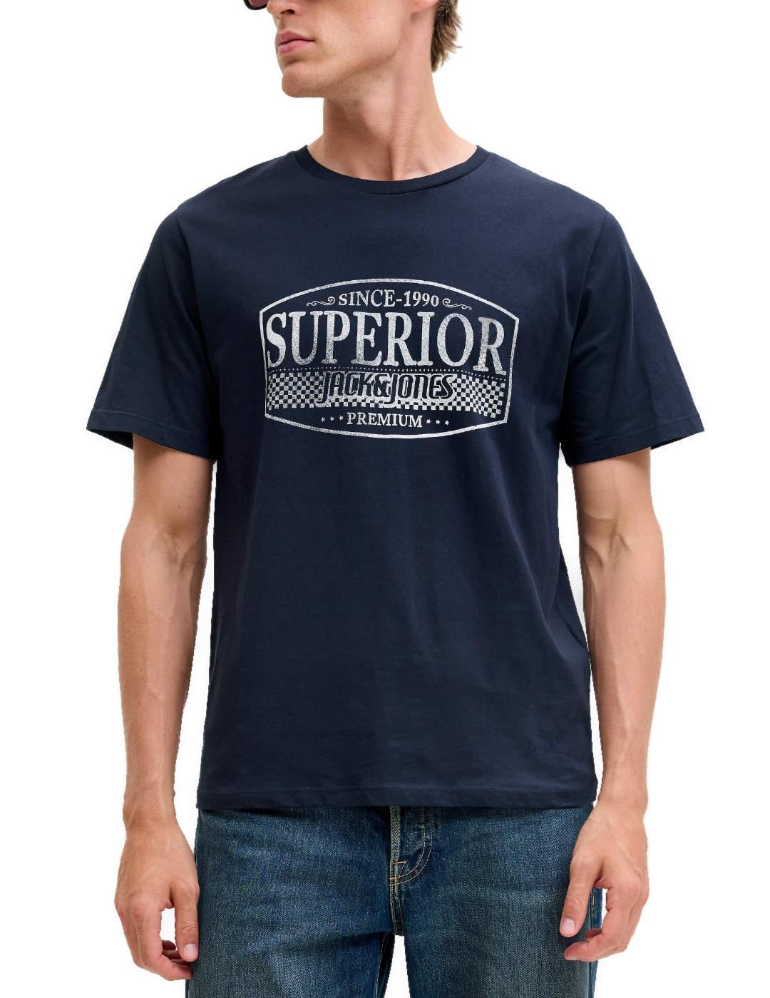 Camiseta Jack&Jones Blunoah marino manga corta de hombre