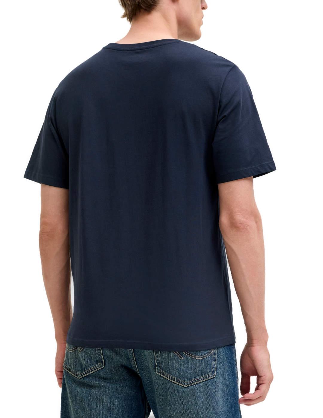 Camiseta Jack&Jones Blunoah marino manga corta de hombre