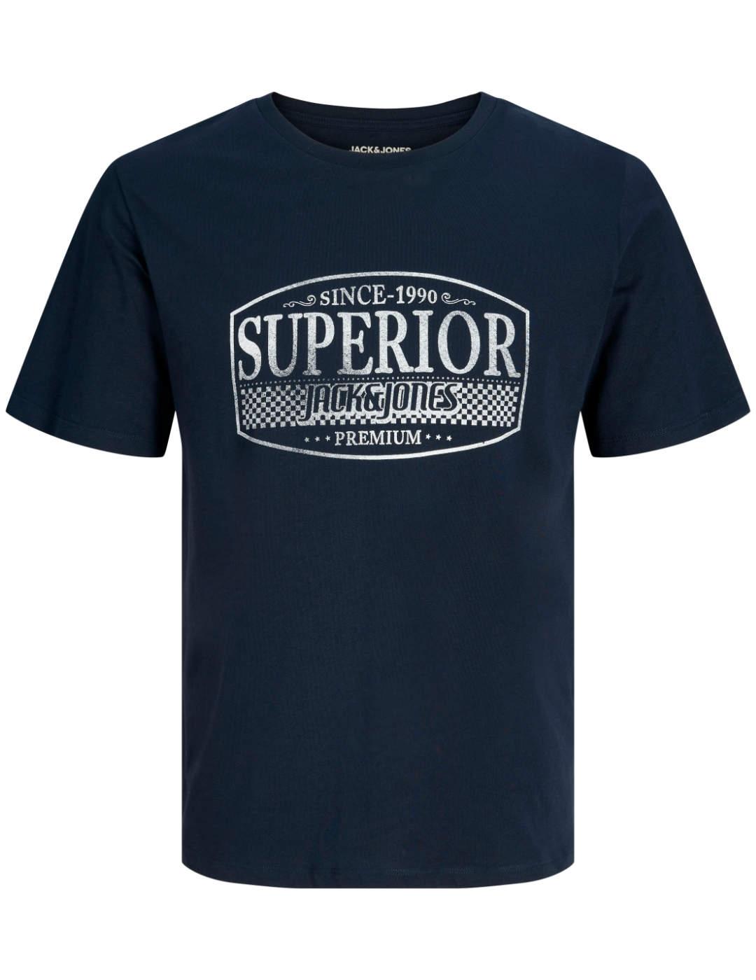 Camiseta Jack&Jones Blunoah marino manga corta de hombre