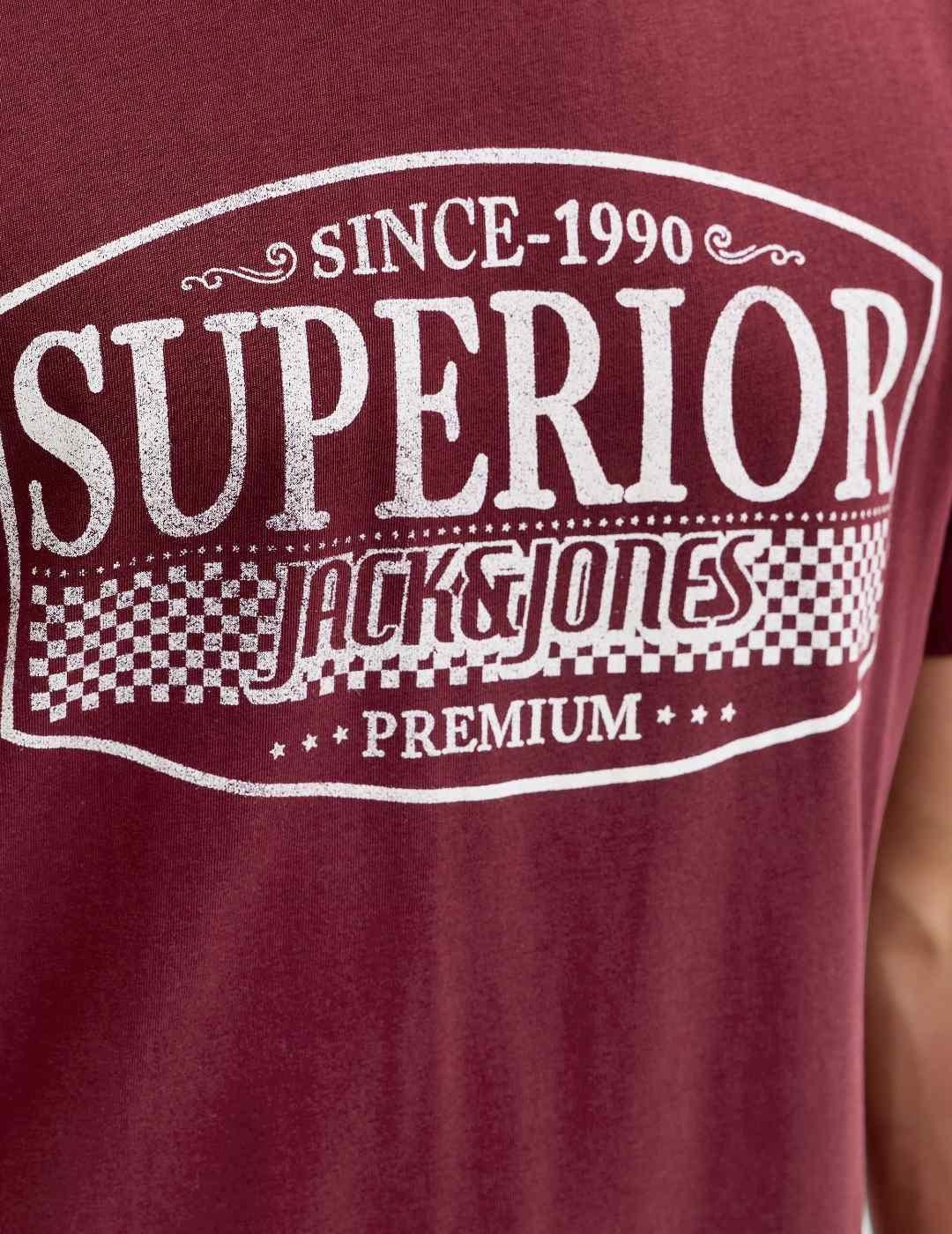 Camiseta Jack&Jones Blunoah granate manga corta de hombre