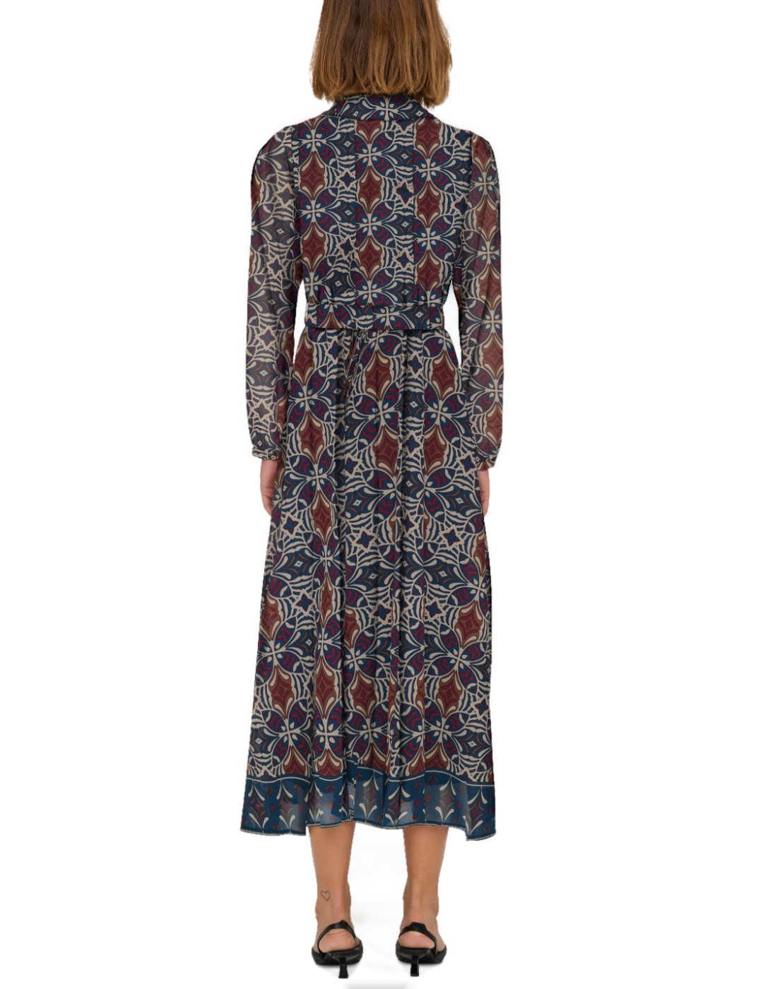 Vestido camisero Only Star marino y granate largo para mujer