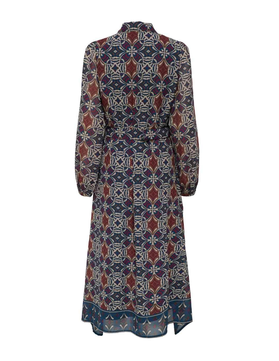 Vestido camisero Only Star marino y granate largo para mujer