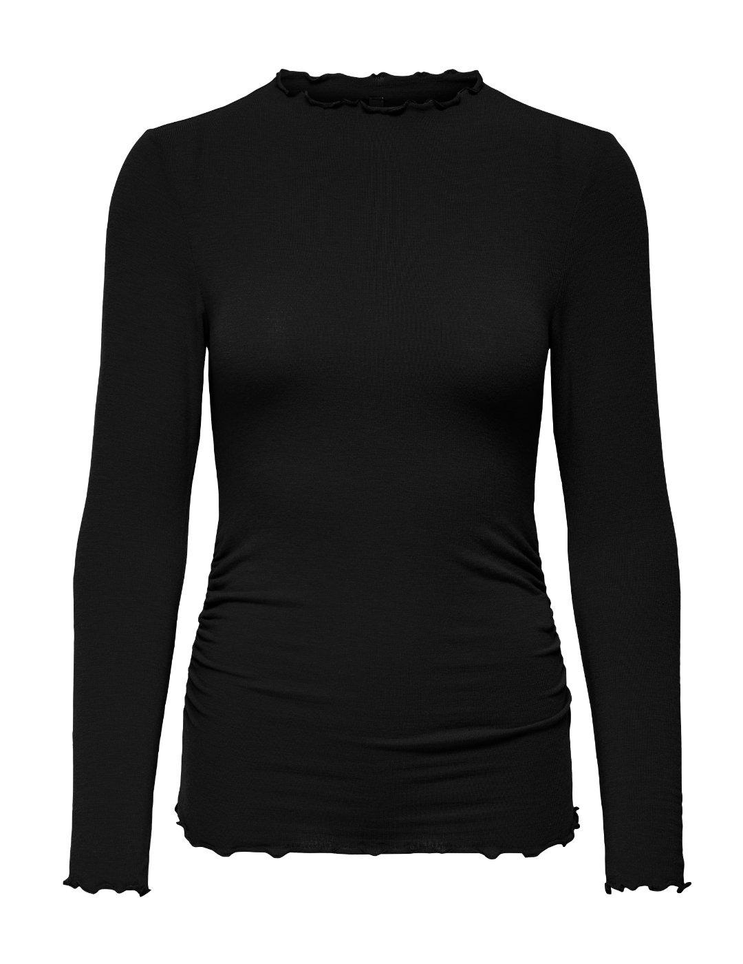 Camiseta Only Glamour negro cuello perrkins para mujer
